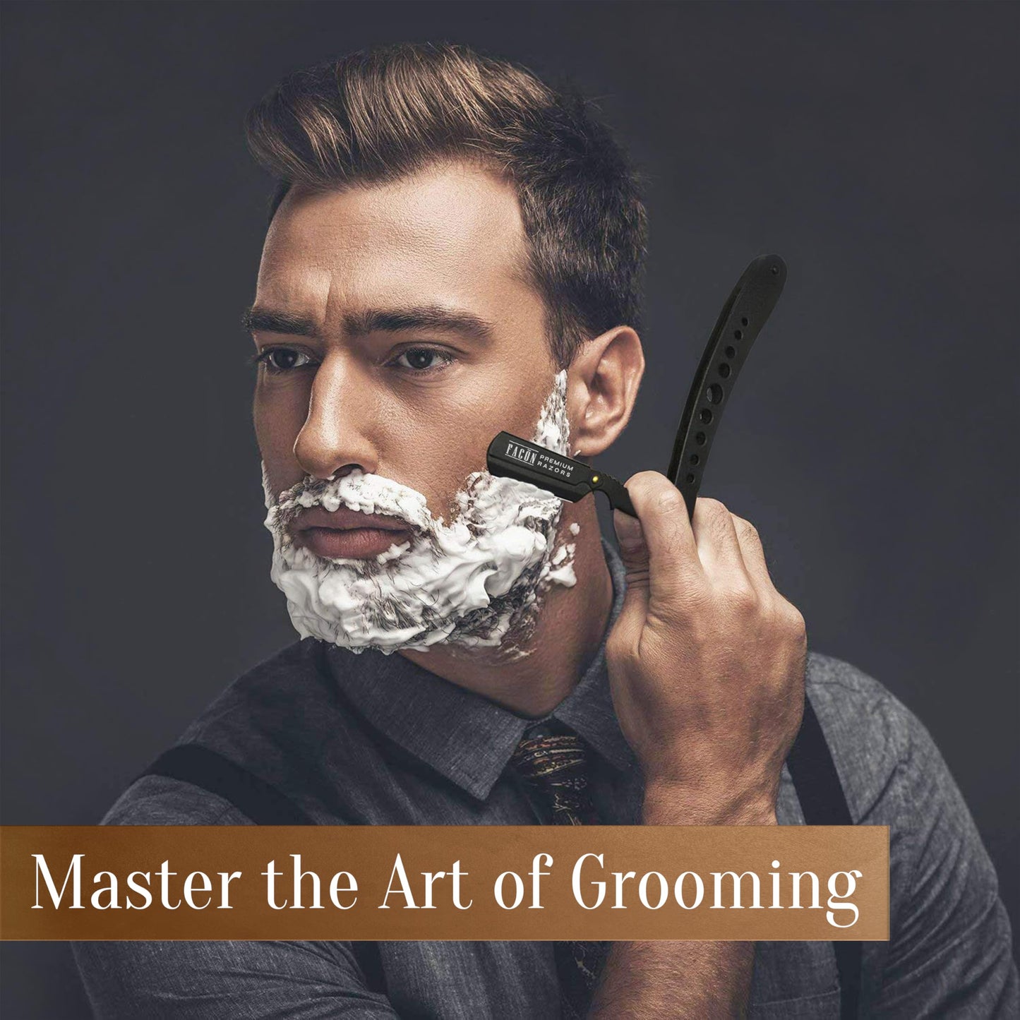 100 BLADES + Facón Professional Classic Straight Edge Barber Razor - Salon Quality Cut Throat Shavette