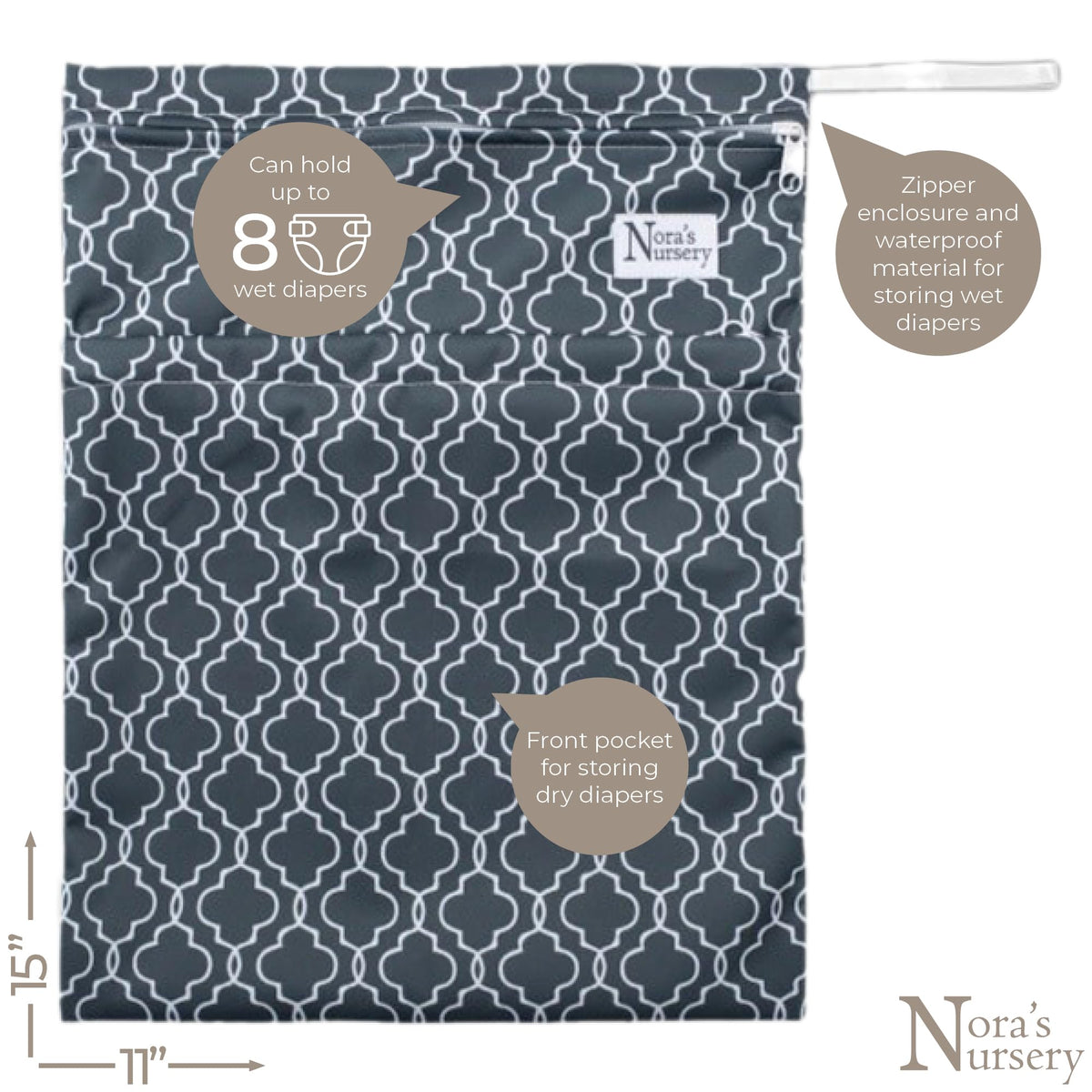Nora's Nursery Pañales De Tela De Bolsillo Grande, Paquete De 7 Para Niños Pequeños De 35 A 55 Libras Con 1 Bolsa Húmeda, Funda Impermeable, Lavable, Reutilizable Y Talla Única Ajustable - Neutrales D