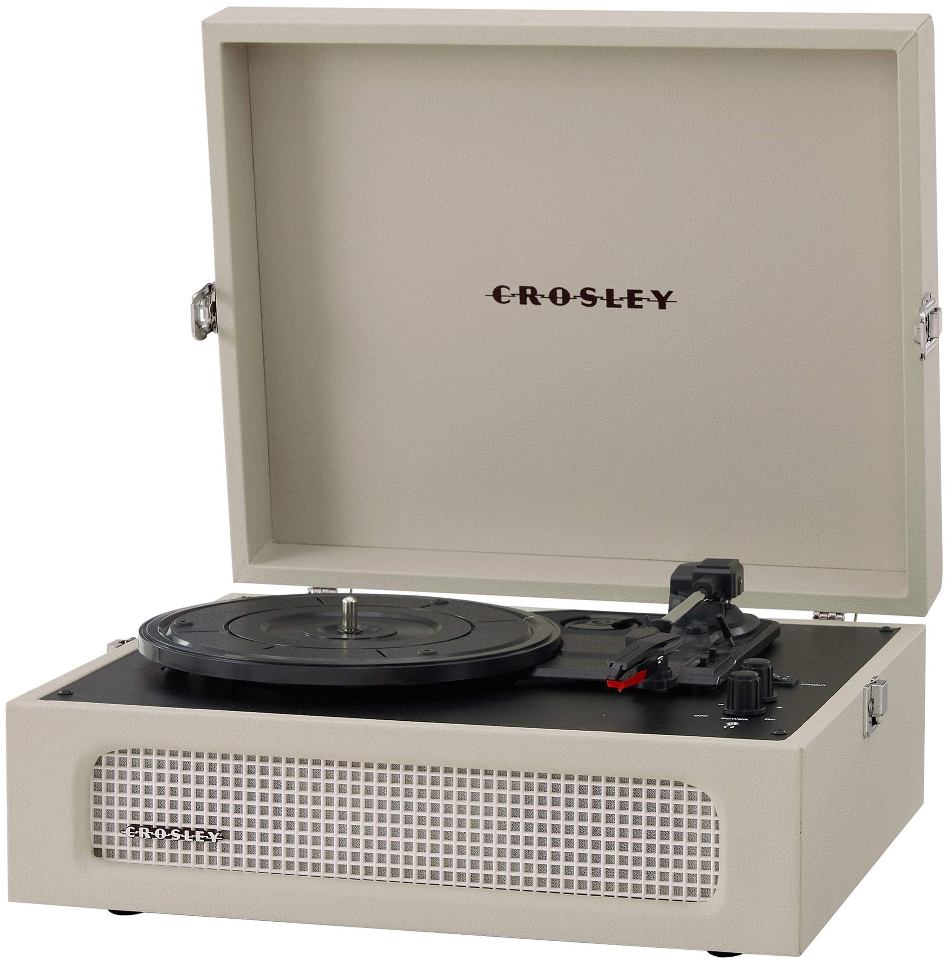 Crosley CR8017B-DU Voyager - Tocadiscos de Vinilo portátil clásico con Entrada y Salida Bluetooth y Altavoces Integrados, Dune