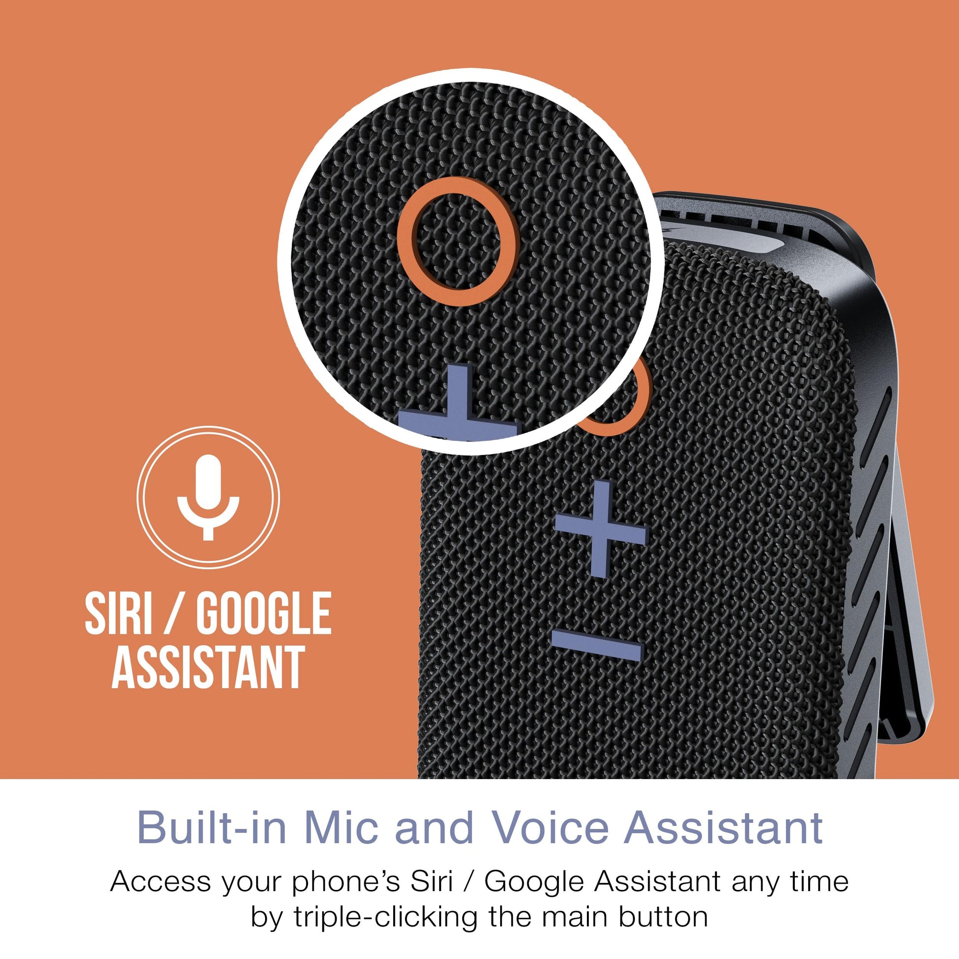 MEE Audio GoSPKR - Altavoz Bluetooth pequeño con Clip portátil con Resistencia al Agua IPX5, Altavoz Integrado con micrófono para Llamadas Manos Libres, diseño Compacto, Puede conectar estéreo de
