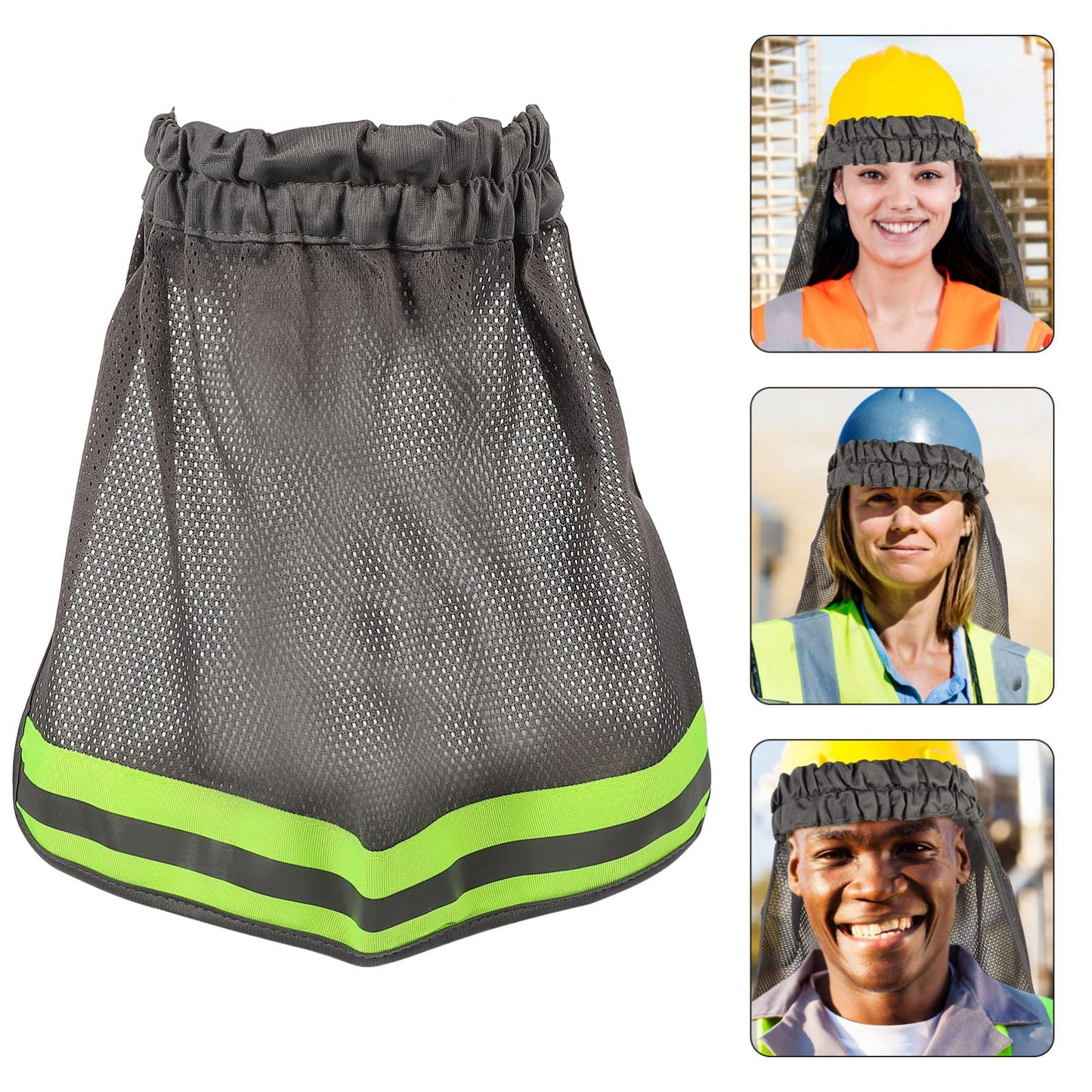 GLEAVI Protector Solar para Casco con Malla Sombra Reflectante para Cuello Accesorio de Seguridad para de Construcción Aumento de Visibilidad Transpirable y Ligero