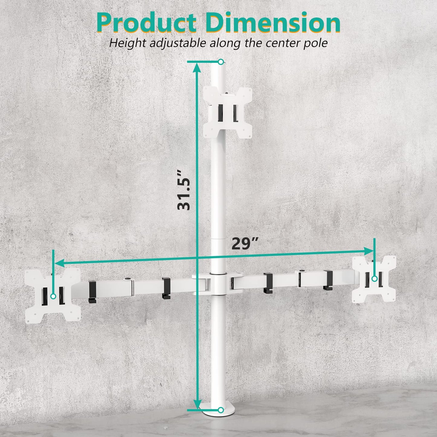 Soporte de Monitores Triple WALI Blanco Ajustable para Tres Pantallas de Hasta 27 Pulgadas