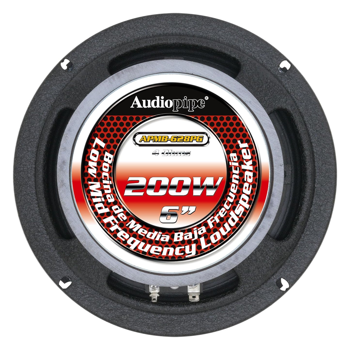Audiopipe Altavoz de baja frecuencia media de 6 pulgadas, 200 W máximo cada uno, tapa antipolvo de bala dorada