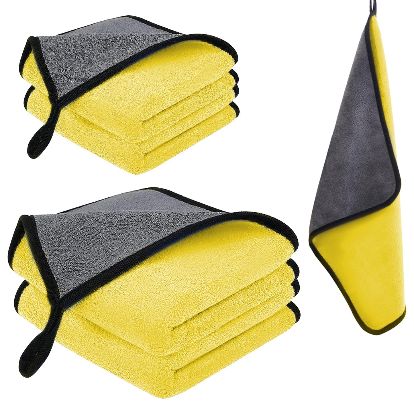 Toallas de Microfibra MOYAC Amarillo Gruesas para Limpieza de Coche y Hogar