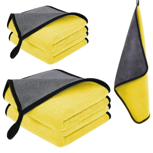 Toallas de Microfibra MOYAC Amarillo Gruesas para Limpieza de Coche y Hogar