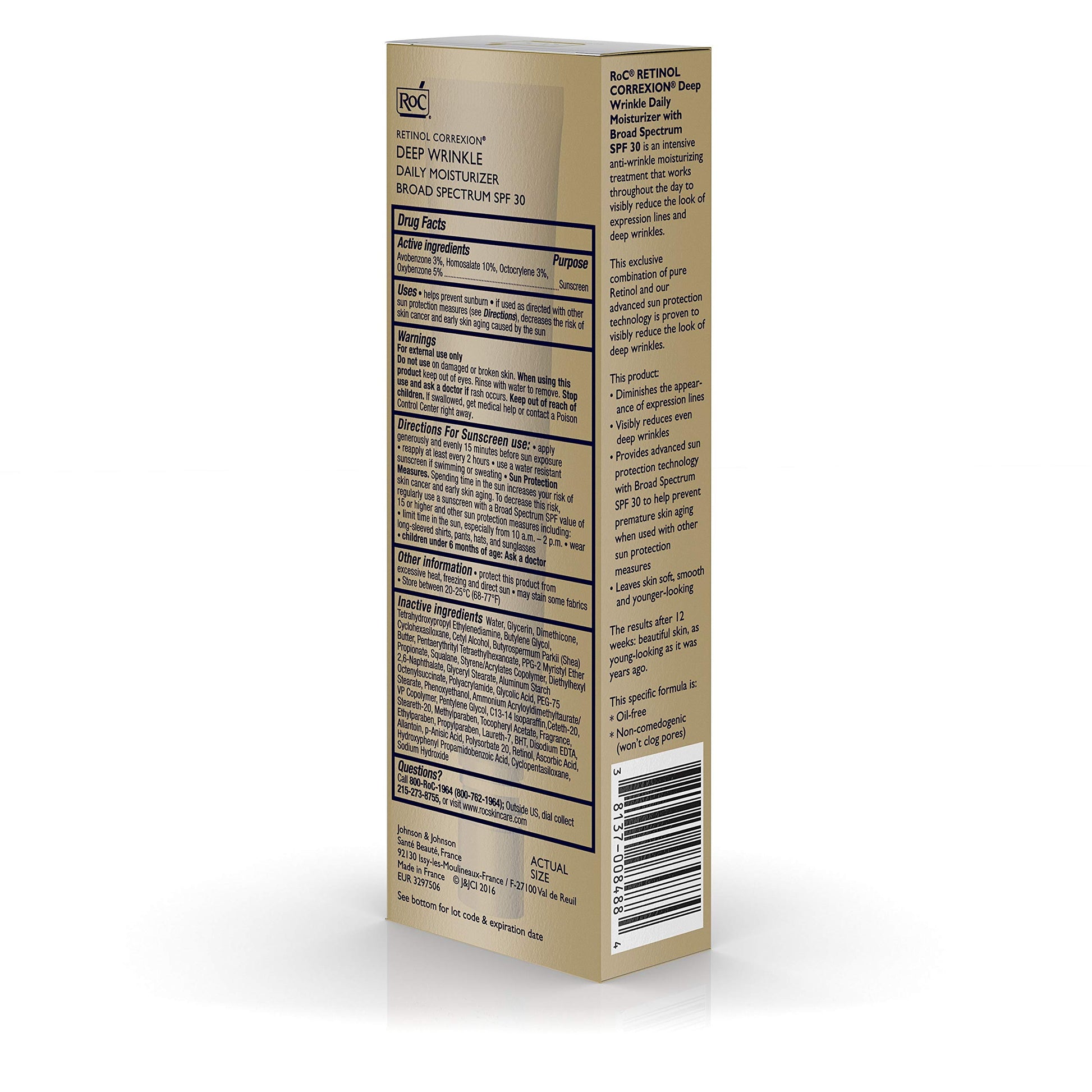 Roc Retinol Correxion Deep Wrinkle Daily Moisturizer, SPF 30, 1.0 Ounce Tube