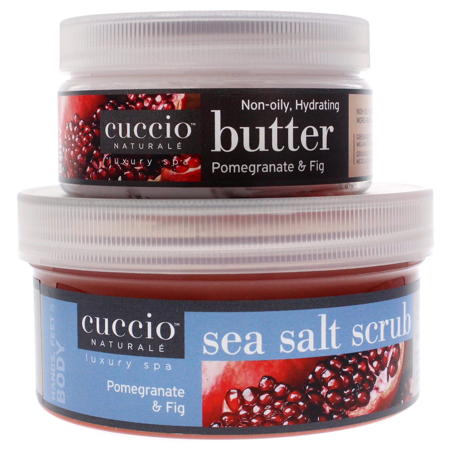 Cuccio Naturale Spa Essential Butter And Scrub Kit - Infused With Essential Oils - Leaves Skin Feeling Soft And Polished All Day - Gives Healthy, Glowing Effect - Pomegranate And Fig - 2 Pc