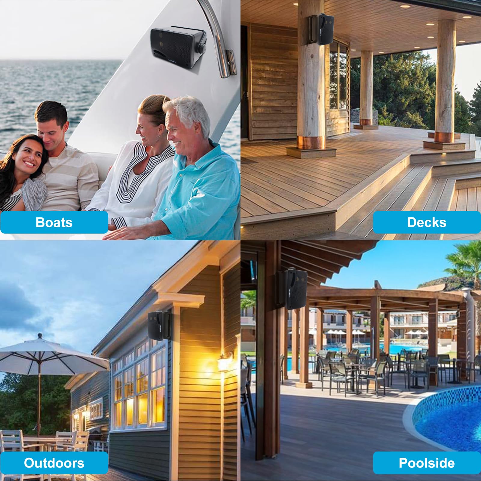 STUDIOFINIX - Altavoces pasivos para exteriores, 3.5 pulgadas, 3 vías, 200 W, impermeables, montaje en pared, ideal para hogar, barco, piscina, patio, uso en interiores y exteriores