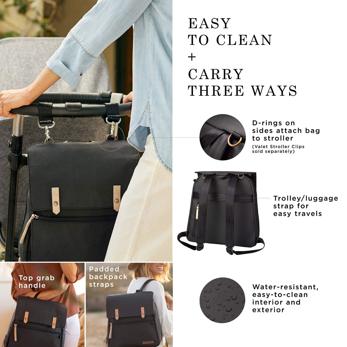 Pañalera para Bebé PETUNIA PICKLE BOTTOM Pañalera Meta Backpack Negra Canvas