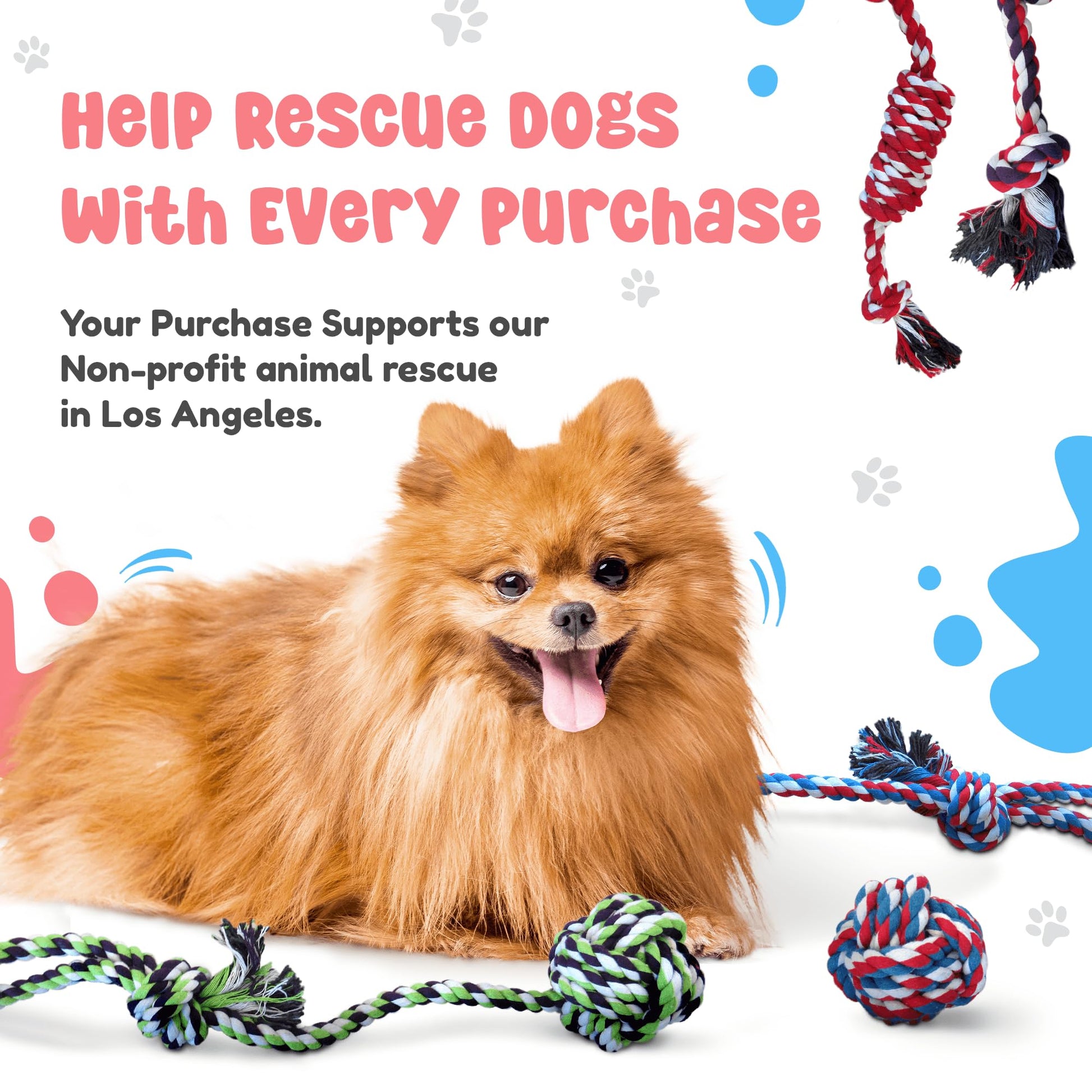 Juguetes de cuerda para perros pequeños y medianos – Beneficios de rescate de perros no profit – Juguetes para perros masticables para razas pequeñas y medianas – Juguetes de algodón para el aburrimiento