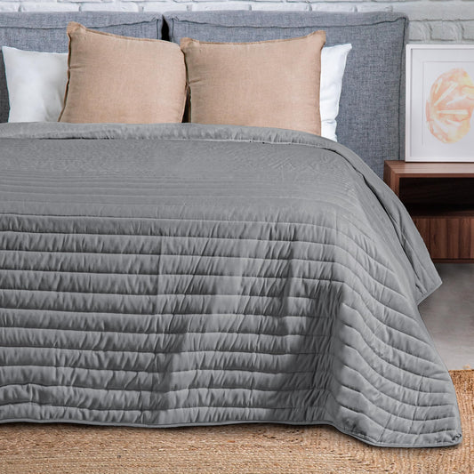 Dreamlab Edredón Ligero de Verano. Colcha de Cama Rellena de Suaves Microfibras Recubiertas con Gel. Lavado a Máquina. Hipoalergénico. (Gris Claro, Matrimonial 195 x 223cm)