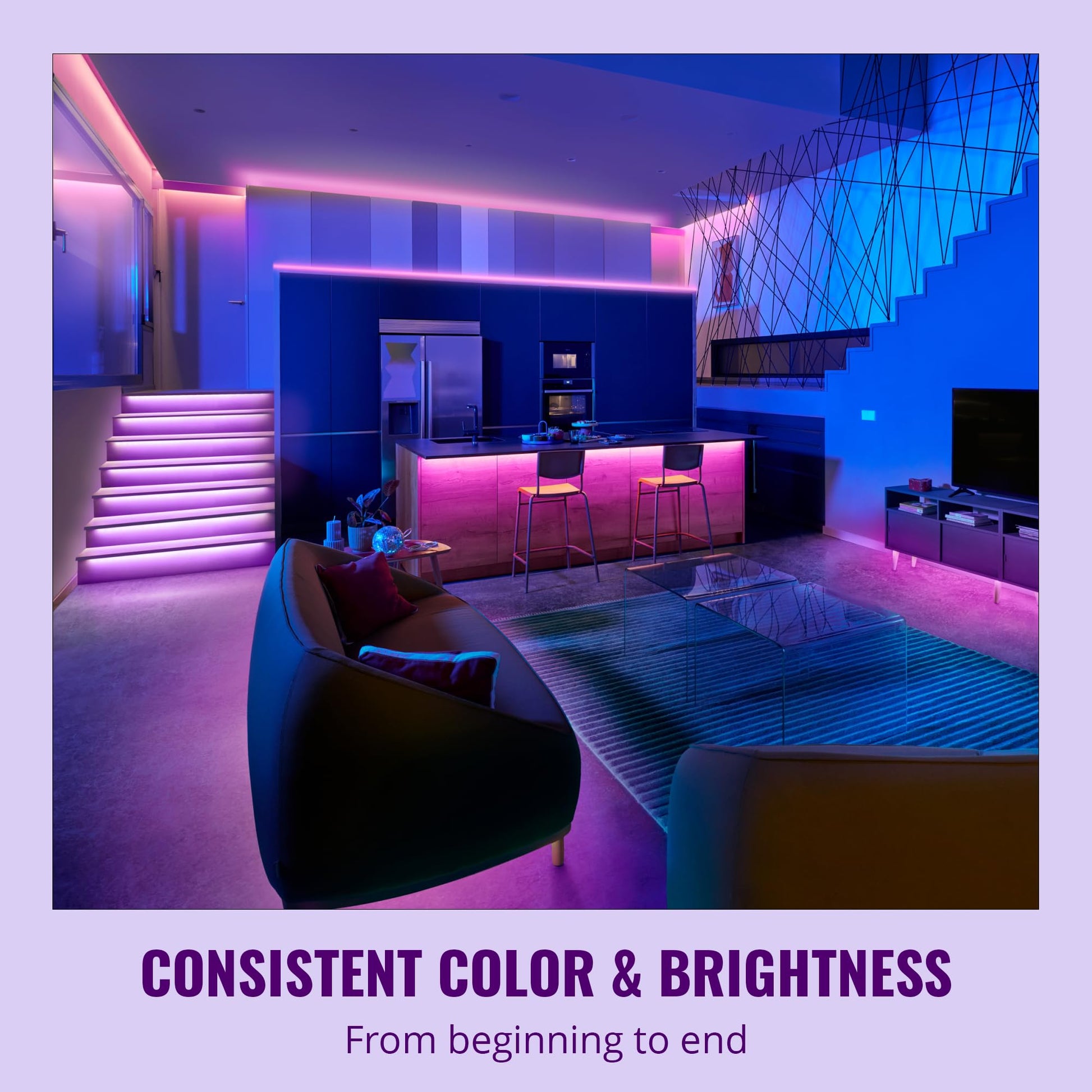 Tira de Luz LED WiZ Connected Multicolor 100 Pies con Control de Voz y App para Hogar Inteligente