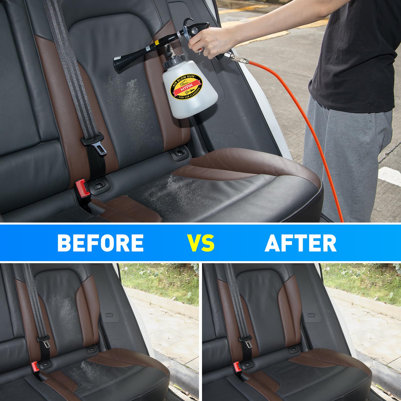 Kit de Pistola de Limpieza de Coche MYPIN Alta Presión con Boquillas para Tapicería y Asientos de Vehículos