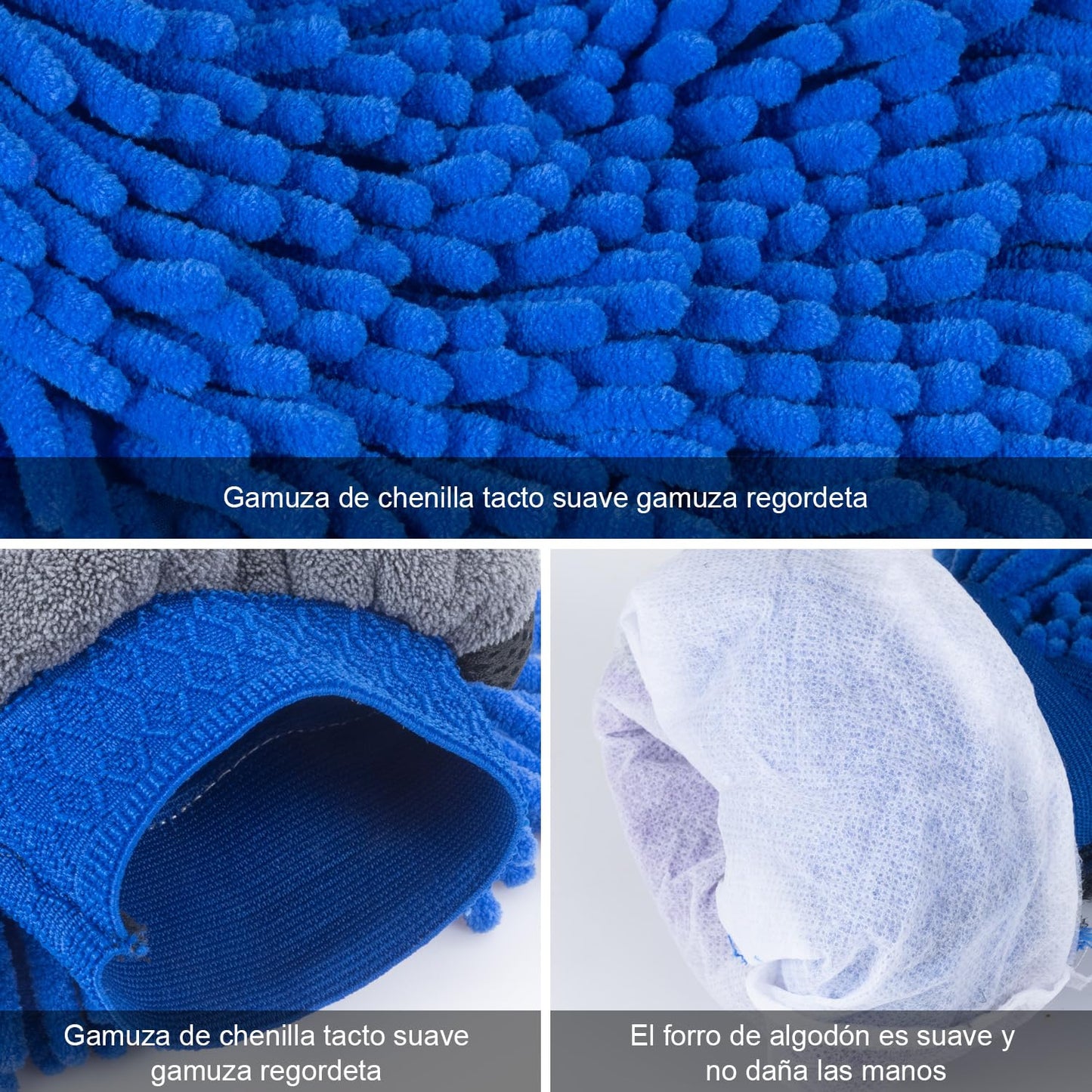 DASKING Kit Limpieza Coche, Guante y Toallas de Microfibra Premium de Lavado Coche, 2PCS Toallas (30 * 40cm) y 1PC Guante para la Limpieza de vehículo, Juego de Limpieza para Automóviles, Azul