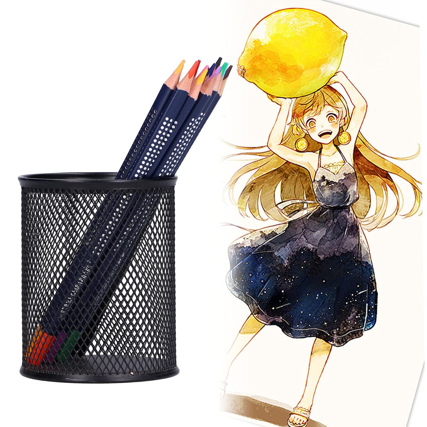 Lápices de Acuarela, Juego de Lápices de Colores Solubles en Agua, Lápices de Colores con Pintura de Troncos Triangulares Gruesos con Caja de Hierro(12 colores)
