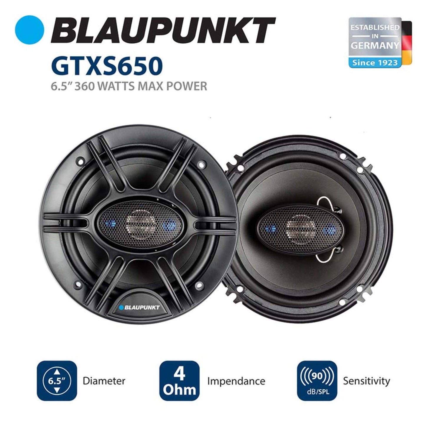 BLAUPUNKT Blaupunk GTS655M - Altavoces de Audio para Coche (6,5 Pulgadas, 250 W, línea Delgada, 4 vías)