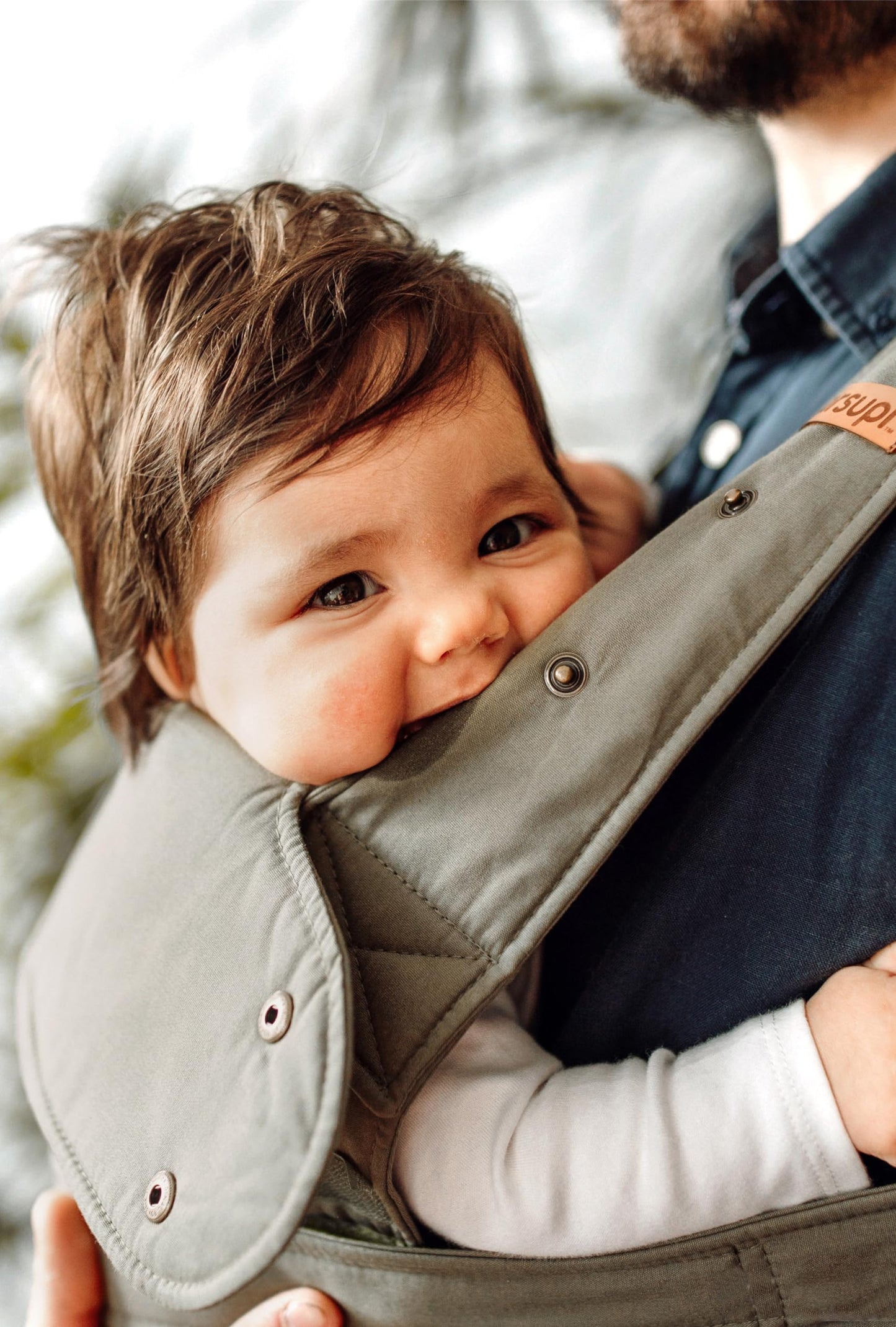 Portabebés Marsupi Algodón Orgánico Verde Oliva Ajustable 2 Posiciones Talla XL