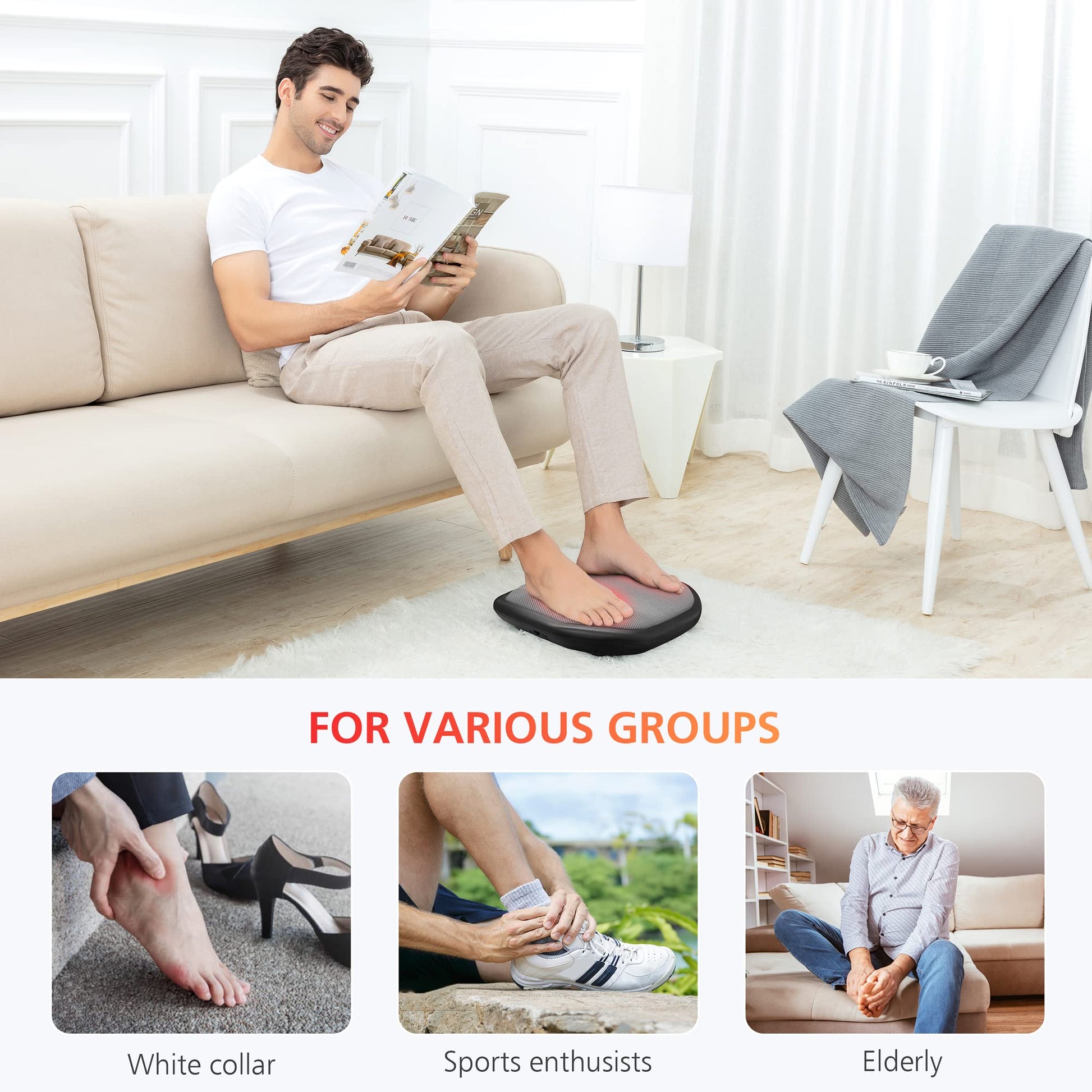 COMFIER Masajeador De Pies Shiatsu Con Calor, Máquina Eléctrica De Masaje De Pies Keading Con Calefacción, Función De Calor, Masaje De Pies Para Neuropatía Y Fascitis Plantar, Regalo Ideal Para Mujere