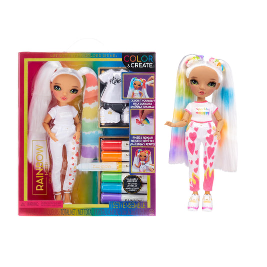 Muñeca Fashion Rainbow High Ojos Verdes DIY con Rotuladores para Niños y Niñas