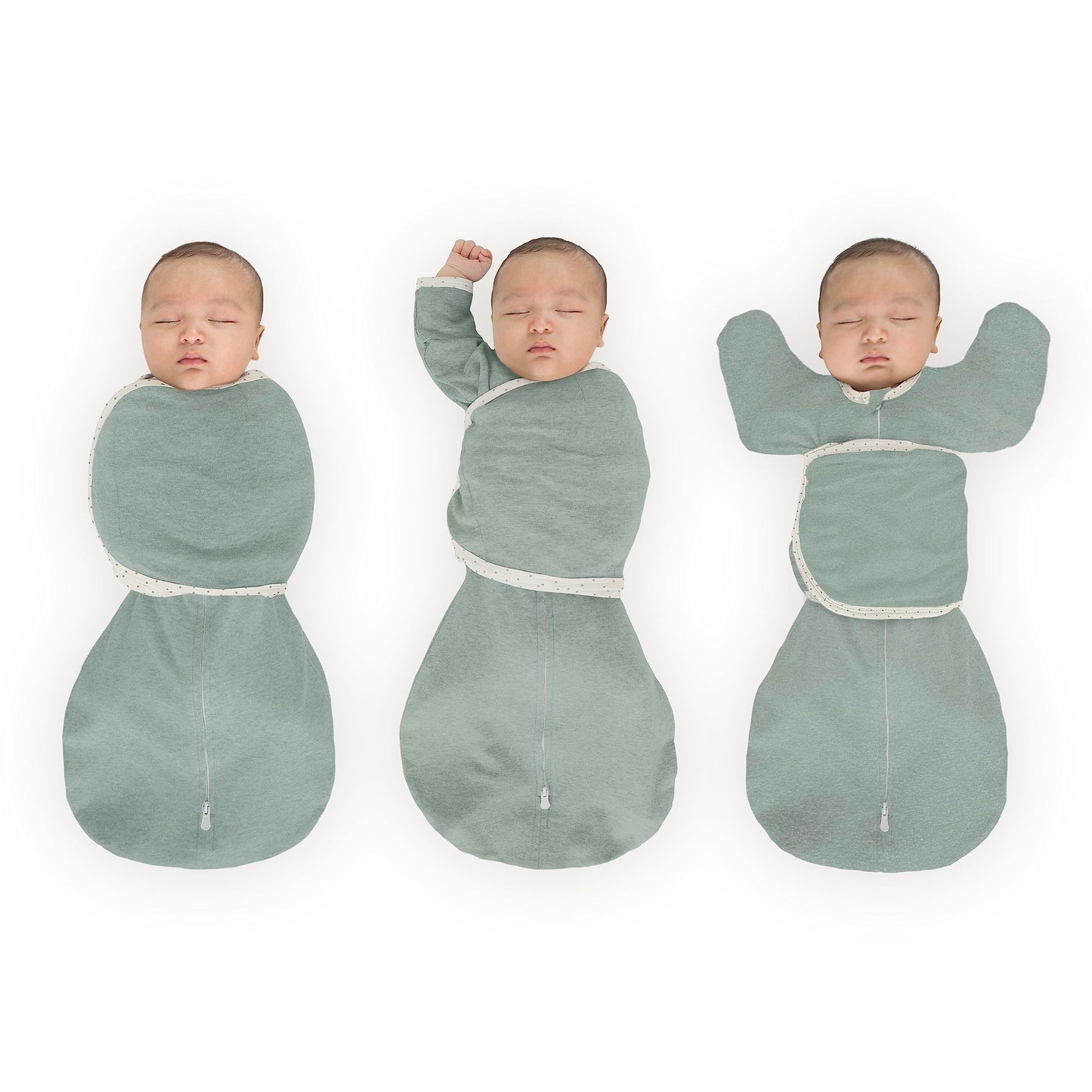 SwaddleDesigns - Saco Omni de 6 vías para recién nacido con mangas envolventes y puños de manopla, fácil transición, mejor sueño para bebés y niñas, jadeíta jaspeada, S, 0-3 meses