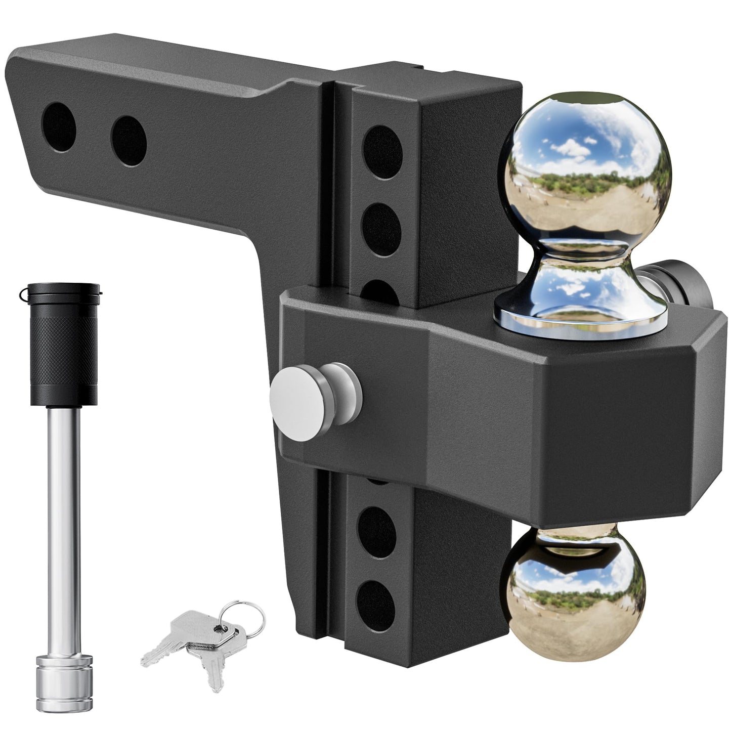 VNN - Enganche ajustable para remolque – Se adapta solo a receptor de 2 pulgadas, enganche de caída de aluminio de 6 pulgadas, soporte de bola doble resistente (2 pulgadas y 2-5/16 pulgadas), GTW de