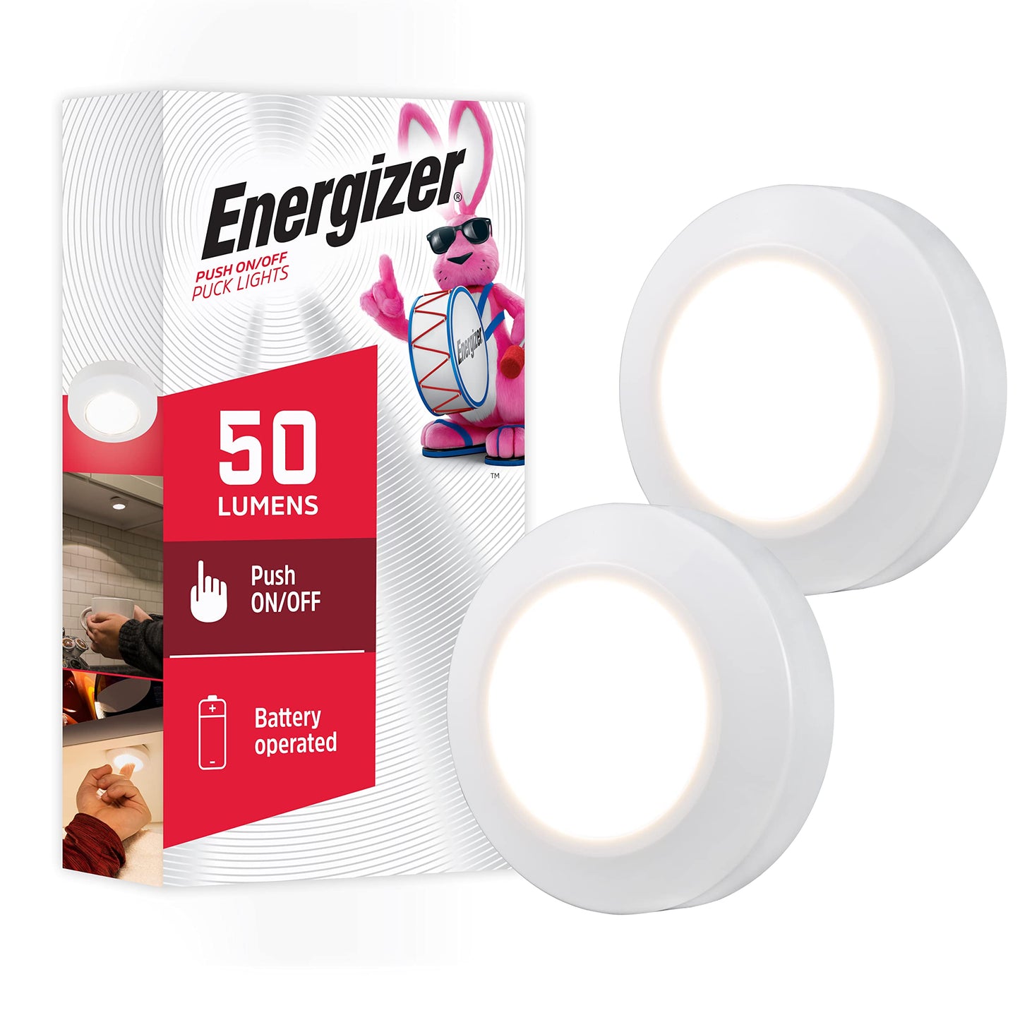 Luz LED Puck Energizer Blanco Acento Suave de 40 Lúmenes para Cocina y Armario