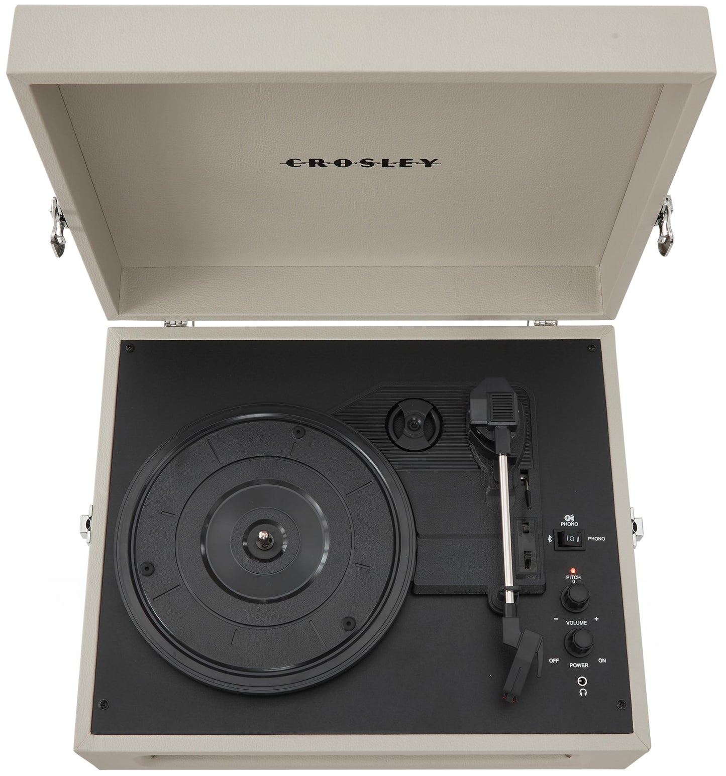 Crosley CR8017B-DU Voyager - Tocadiscos de Vinilo portátil clásico con Entrada y Salida Bluetooth y Altavoces Integrados, Dune