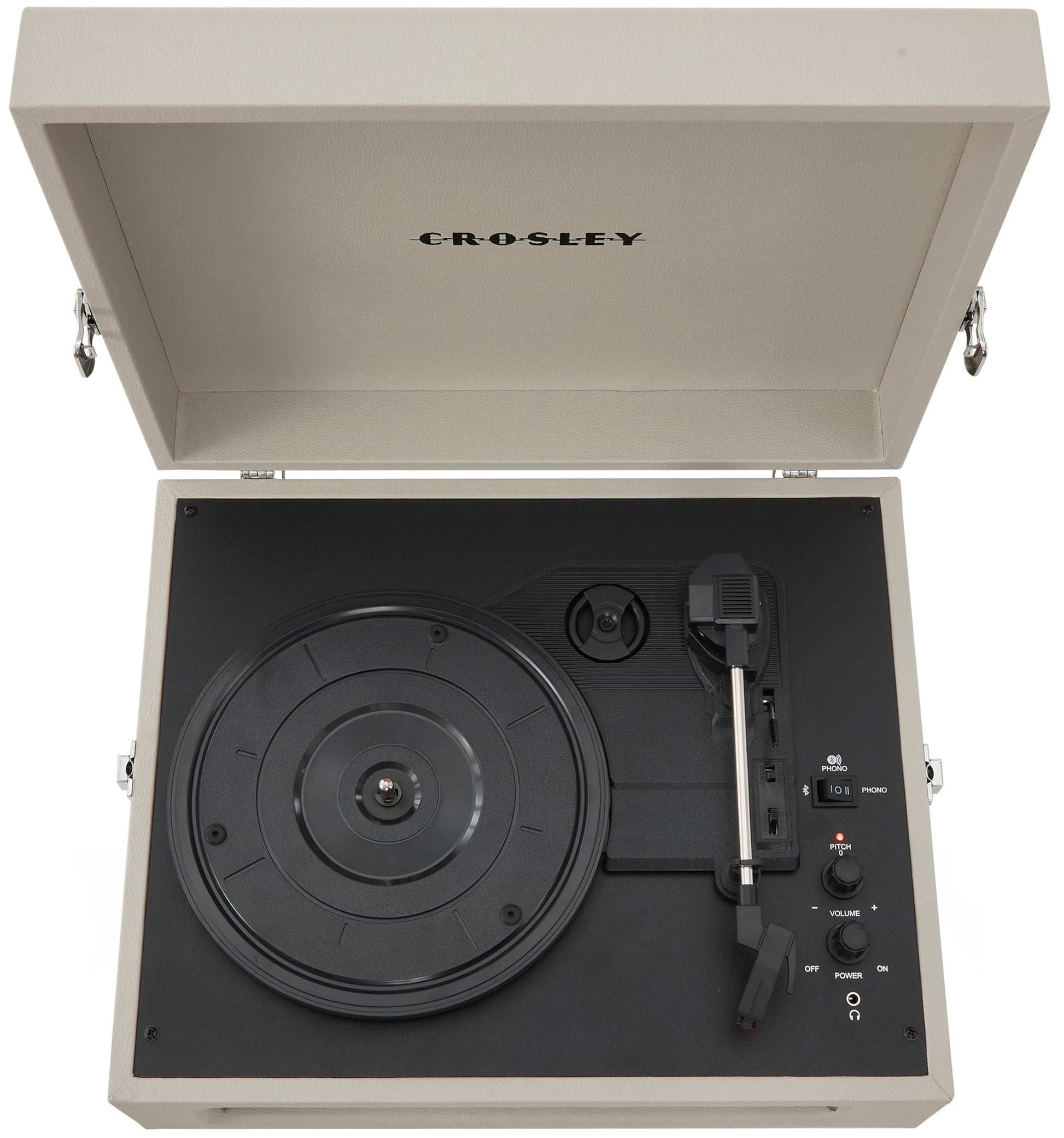 Crosley CR8017B-DU Voyager - Tocadiscos de Vinilo portátil clásico con Entrada y Salida Bluetooth y Altavoces Integrados, Dune