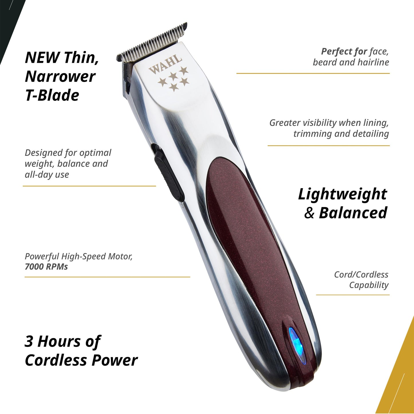 Wahl Professional Align Trimmer, Recortadora de Cabello Inalámbrica con Cuchilla de Acero Inoxidable, 1 Unidad, Modelo 08172