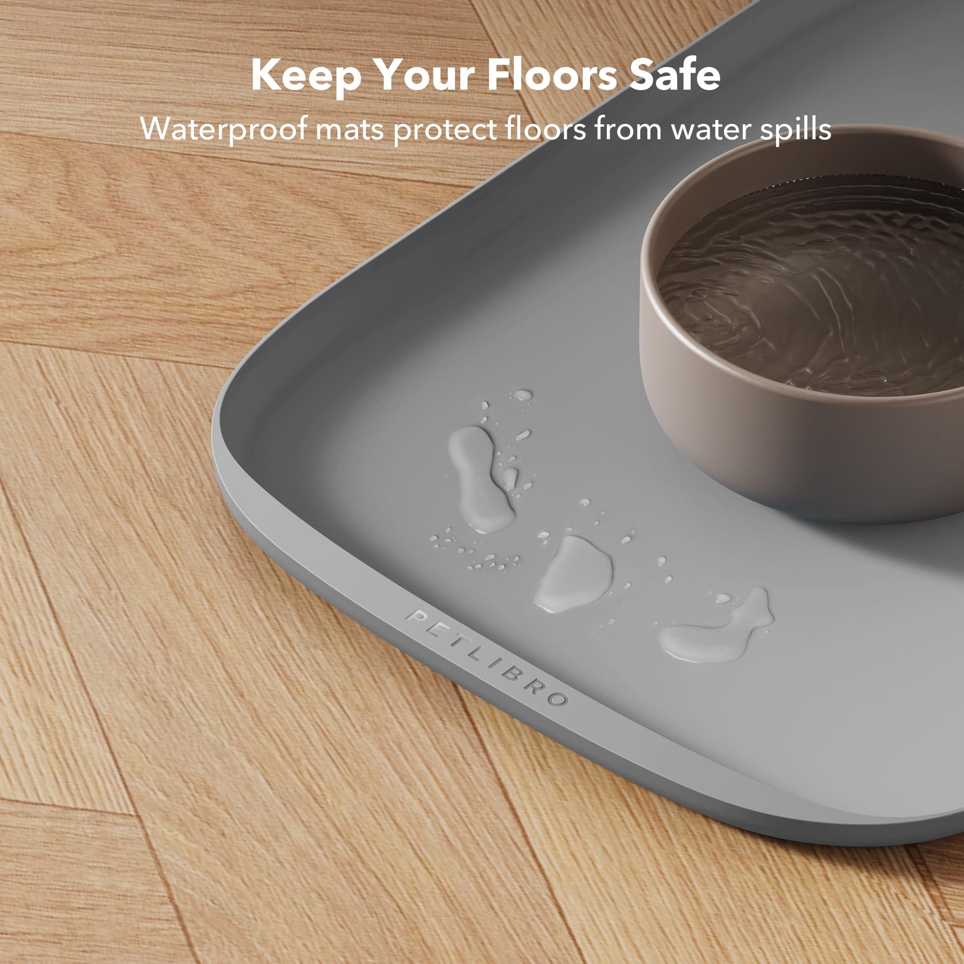 Tapete de Silicona PETLIBRO Gris Seguridad Impermeable contra Derrames para Gatos