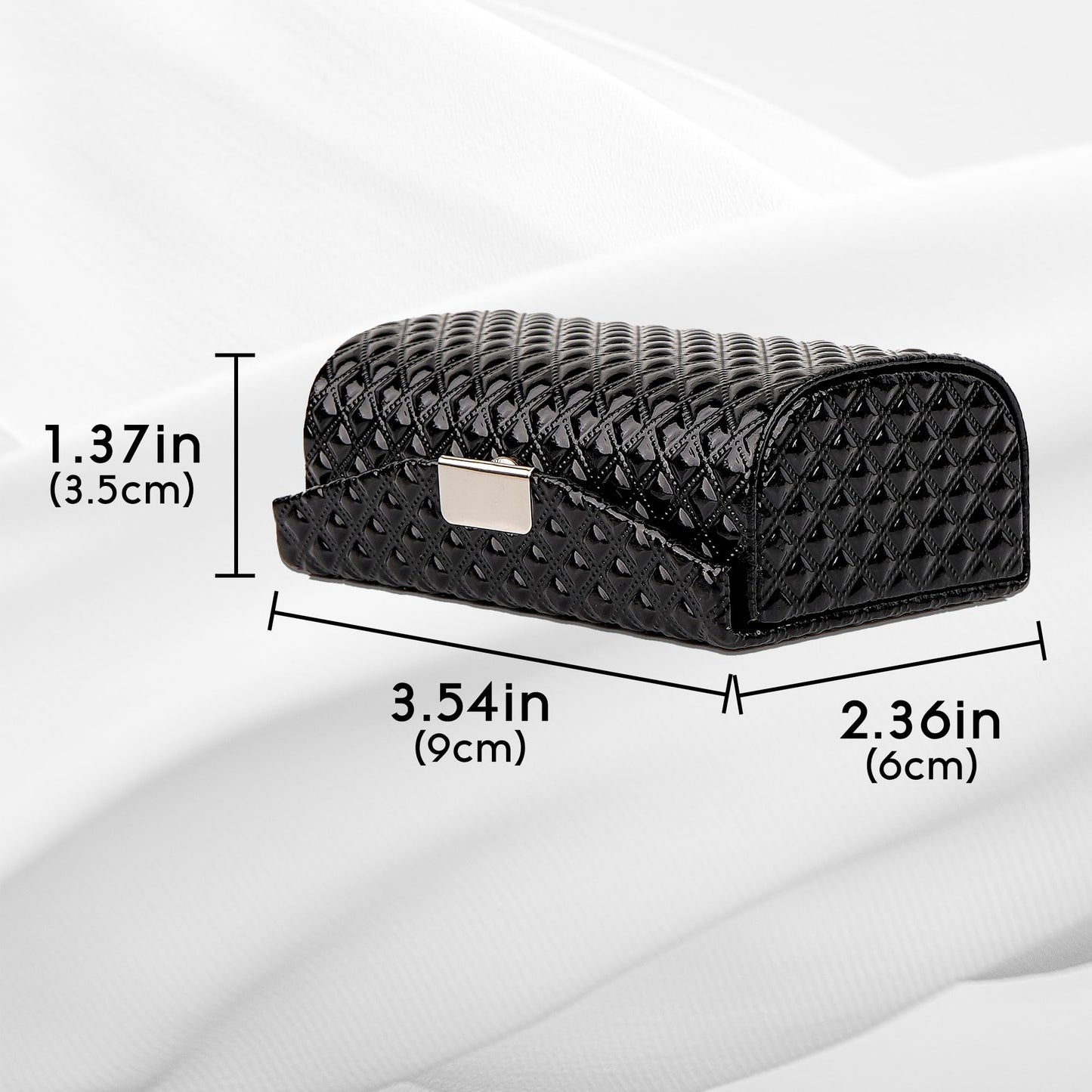 BUNCHBRAVO - Estuche para lápiz labial para 2 tubos, patrón de diamante, soporte para lápiz labial de piel vegano con espejo para retocar, organizador de maquillaje de viaje con cierre a presión