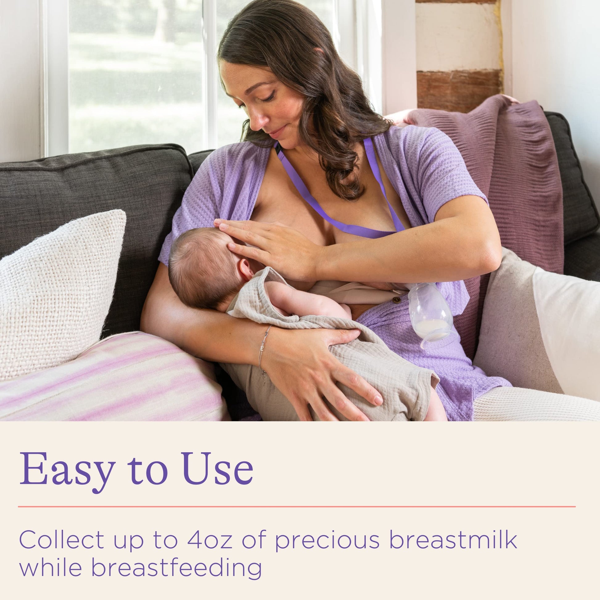 Lansinoh Breastmilk Collector, Milk Saver for Breastfeeding, Comfortable & Secure No-Spill Suction base & Neck Strap, 100% Food Grade Silicone, 1 Kit