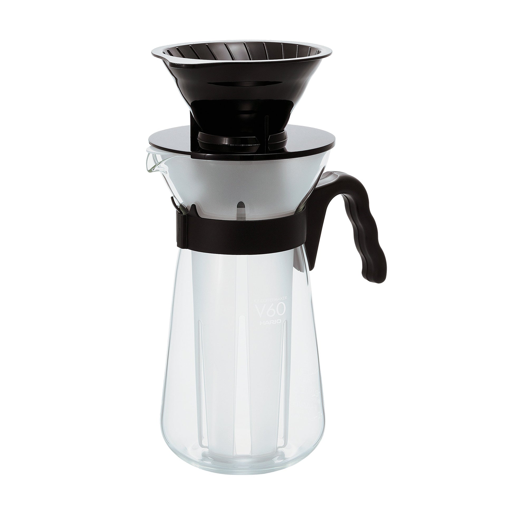 Hario V60"Fretta" Cafetera caliente y helada, 700 ml, color negro
