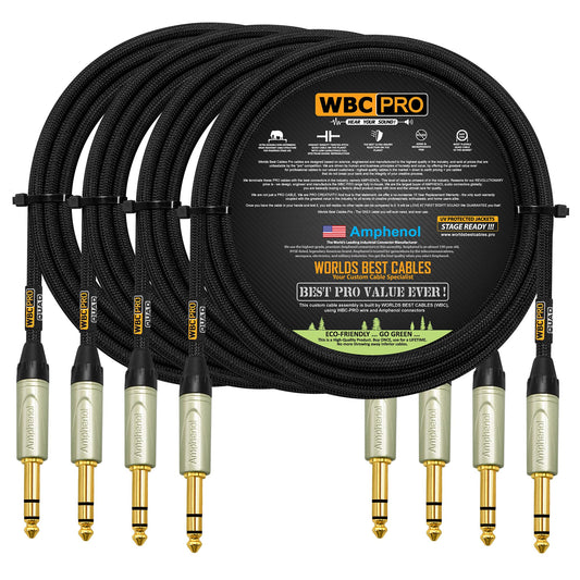Cable WBC-PRO-Quad Tweed Amphenol Ultra Silencioso y Flexible Estéreo TRS 4 Unidades