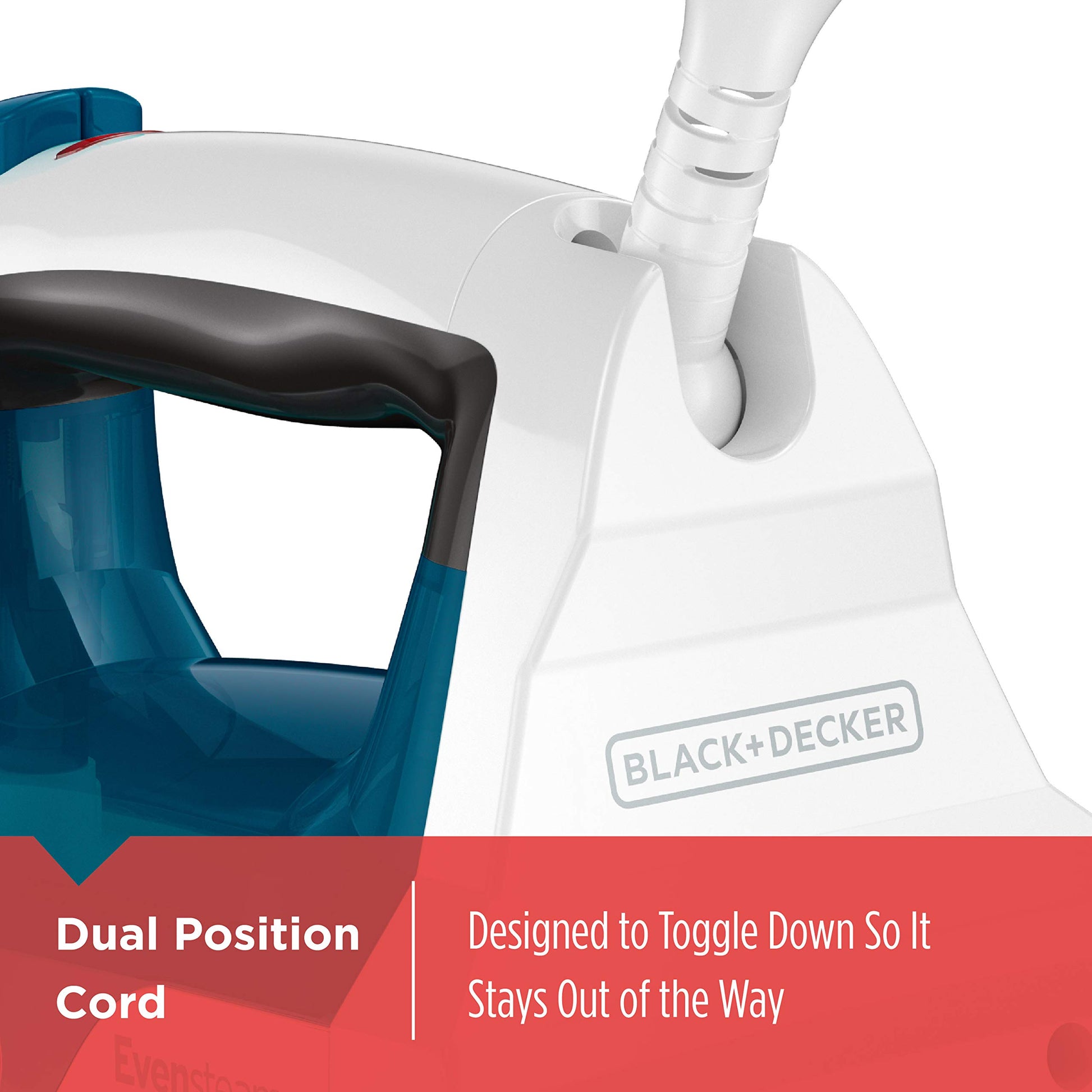 BLACK+DECKER - Plancha compacta de vapor fácil, IR06V, cable de doble posición, suela antiadherente TrueGlide, vapor vertical, SmartSteam