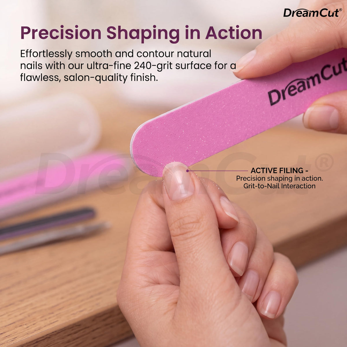 DreamCut Lima de uñas con estuche: lima de uñas portátil para un modelado suave y preciso, compacta y fácil de transportar.