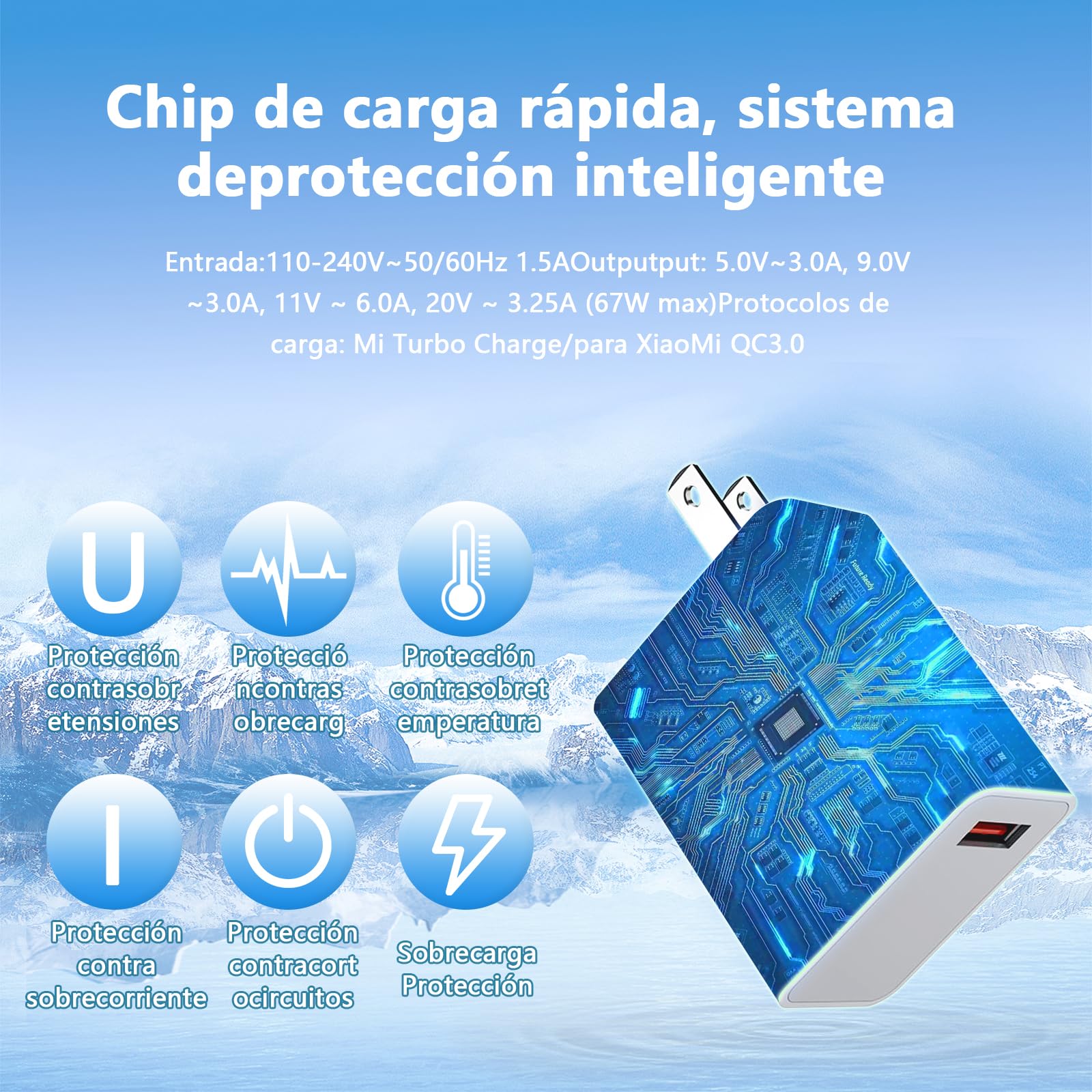 Kammoy Cargador 67W para Xiaomi Carga Rapida Turbo con Cable 1M, Compatible con Xiaomi Mi 14, 13, 12S, 11Ultra, 11Pro, Mix Fold3, Mix Flip, Pad 6, Redmi Note 13 Pro, K60, K40 Pro