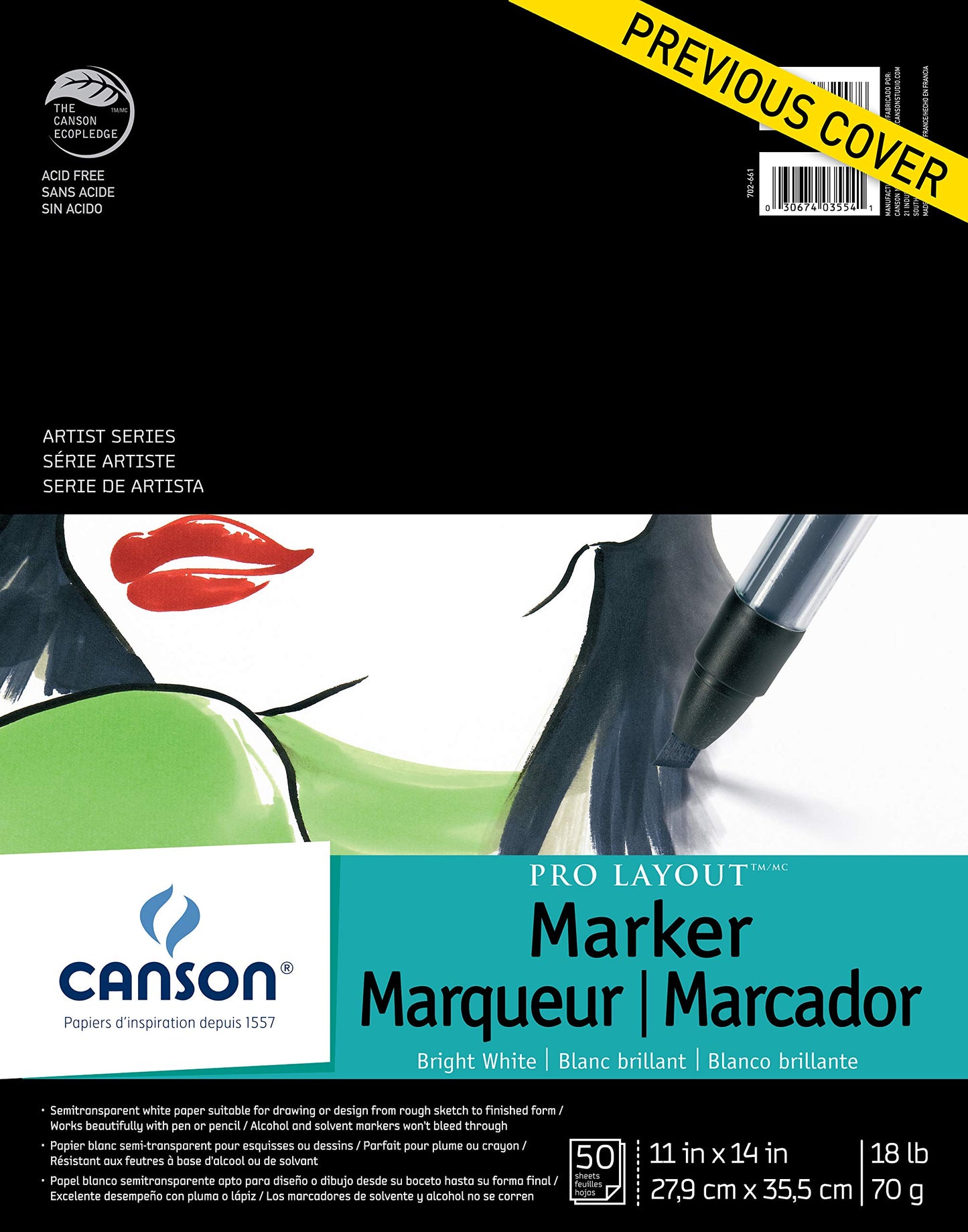 Canson Artist Series Pro Layout Bloc para Marcador, 0, 0, 11" x 14" (28 cm x 35 cm), 1