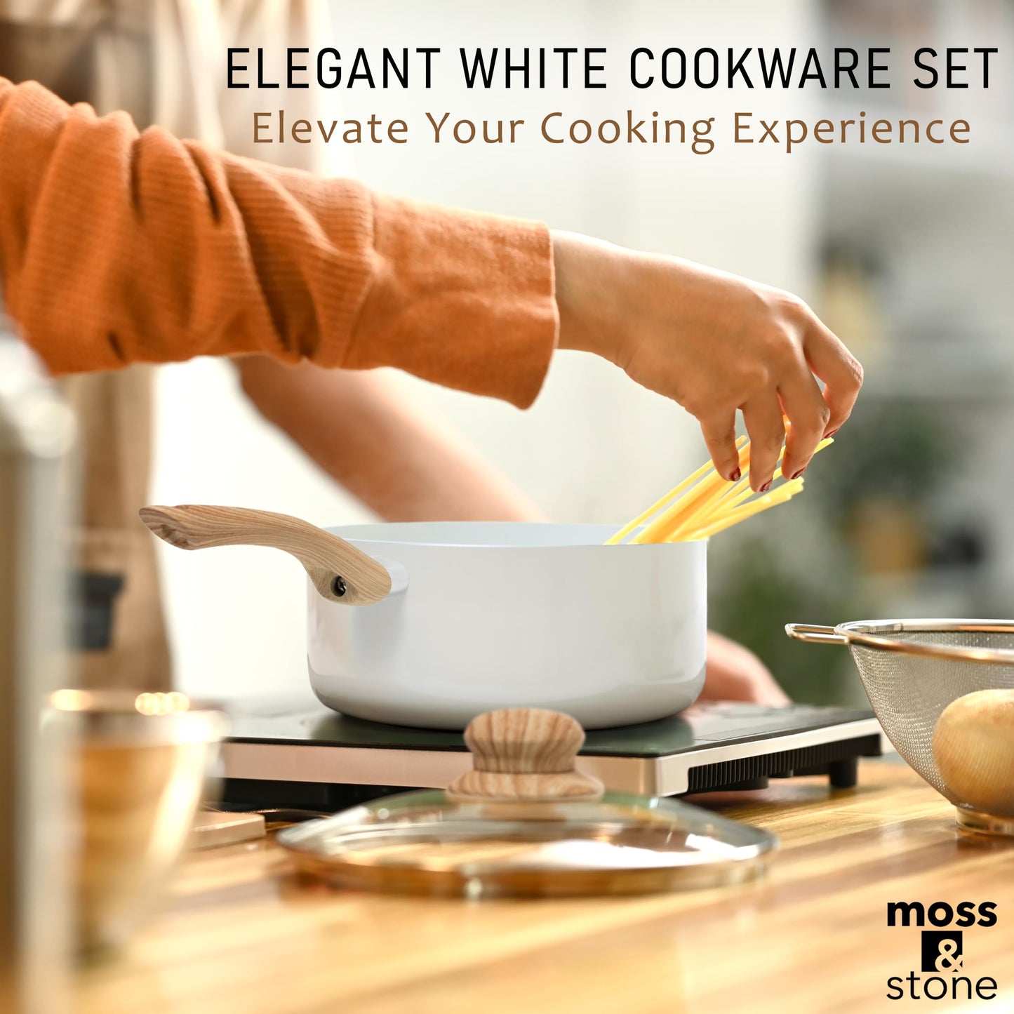 Juego de Utensilios de Cocina Moss & Stone con Tapa de Vidrio y Asas Frescas