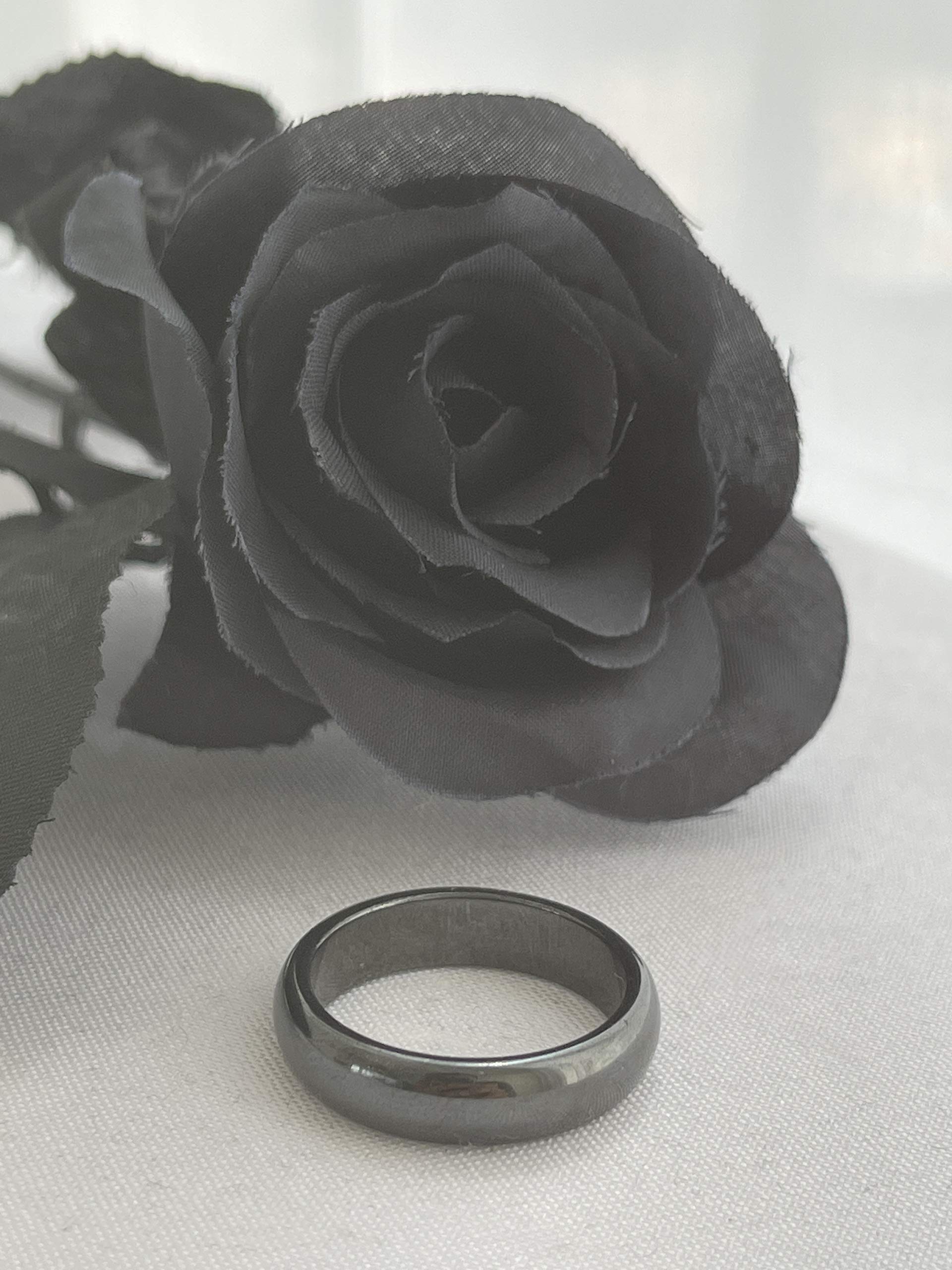 Loveso - Anillo de hematita para mujeres y hombres, unisex, anillo de piedra de hematita negra, equilibrio de ansiedad, chakra de raíz, regalo ideal para la familia y tu mejor amigo, talla 5-12, 10,