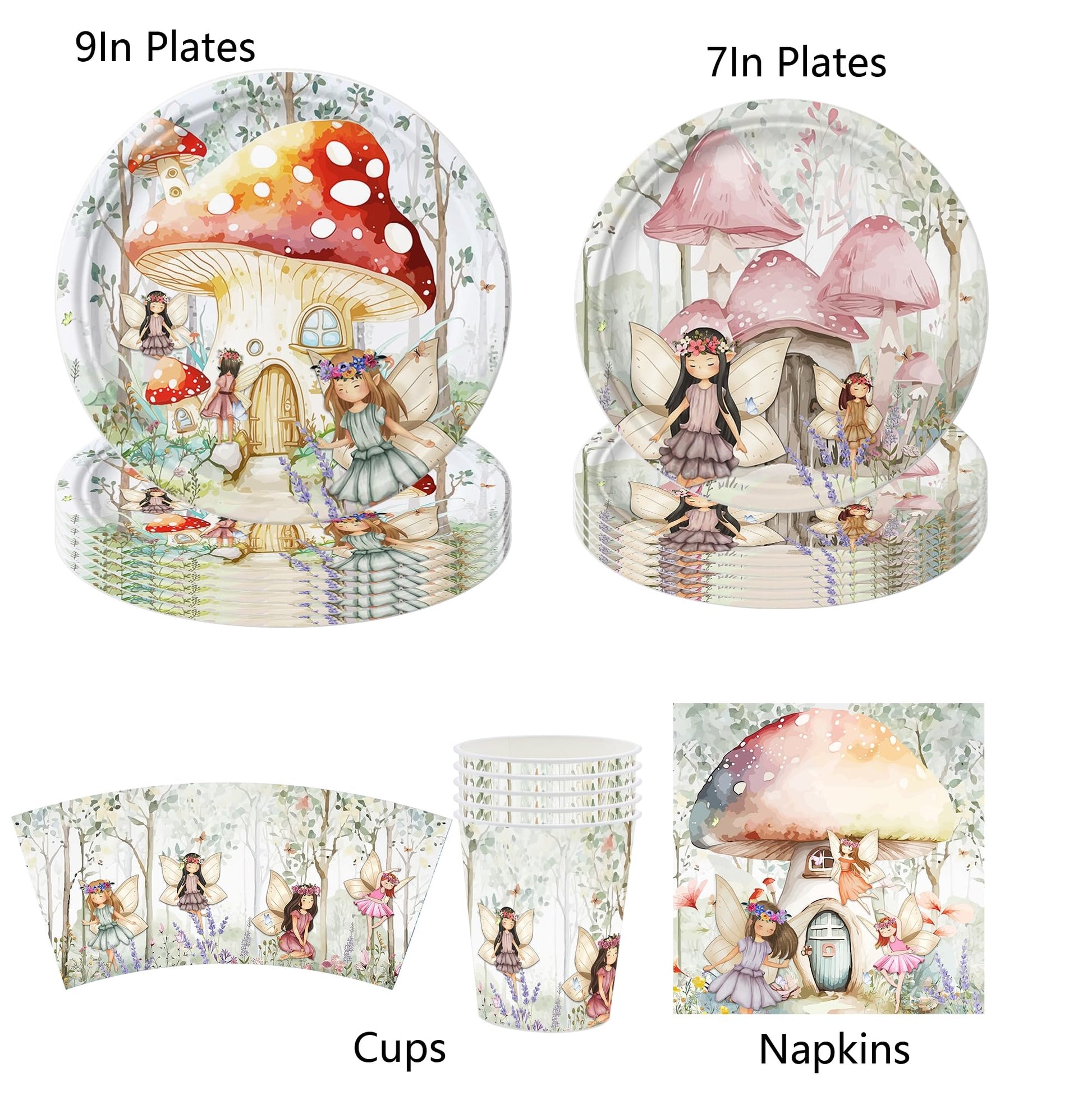 Platos de Fiesta de Cumpleaños con Temática de Hadas para Niños