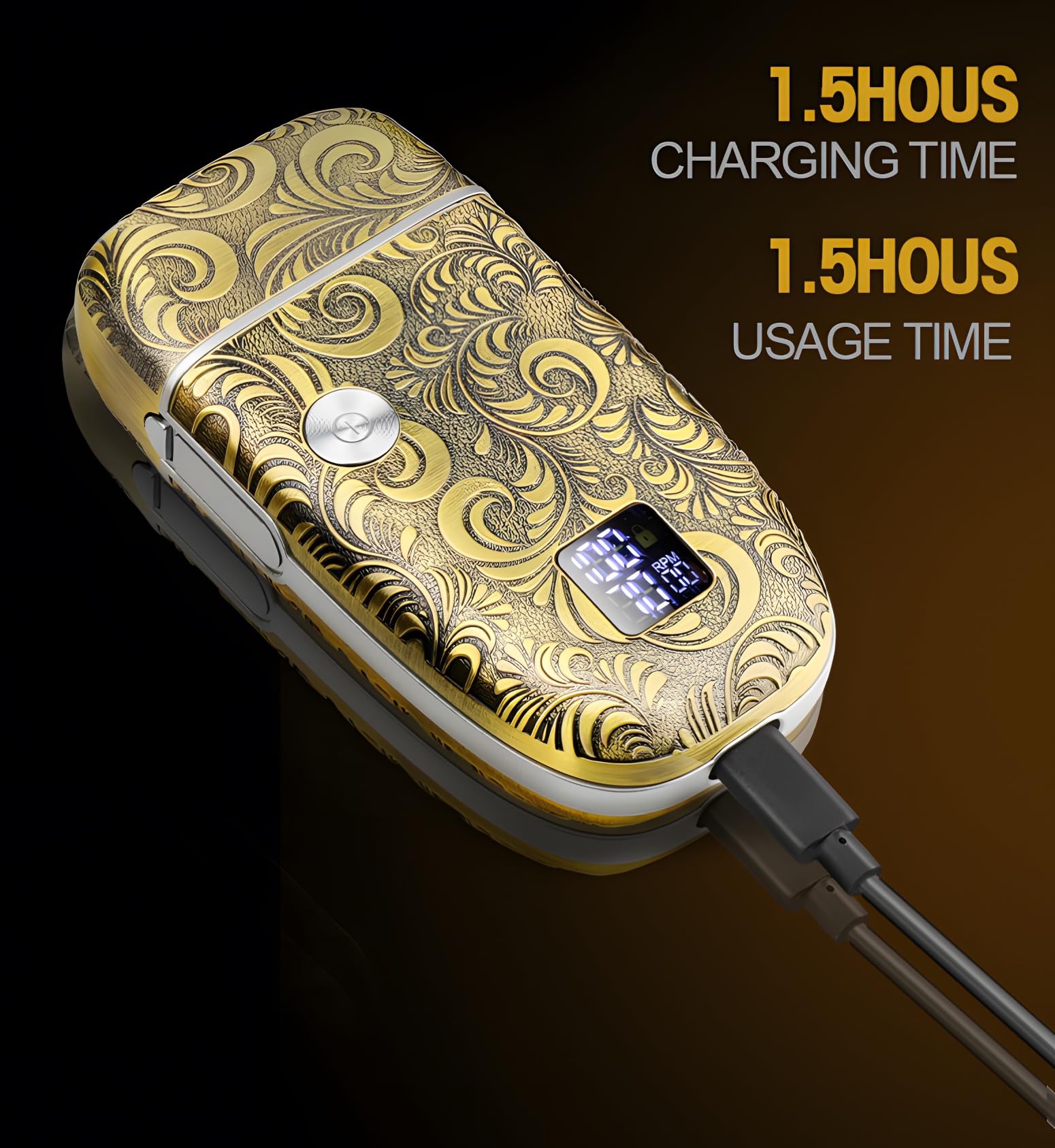 comozon Afeitadoras eléctricas para hombres, afeitadora de doble lámina de velocidad ajustable para barba y calva, afeitadora eléctrica con batería recargable de gran capacidad resistente al agua, regalo ideal para hombres