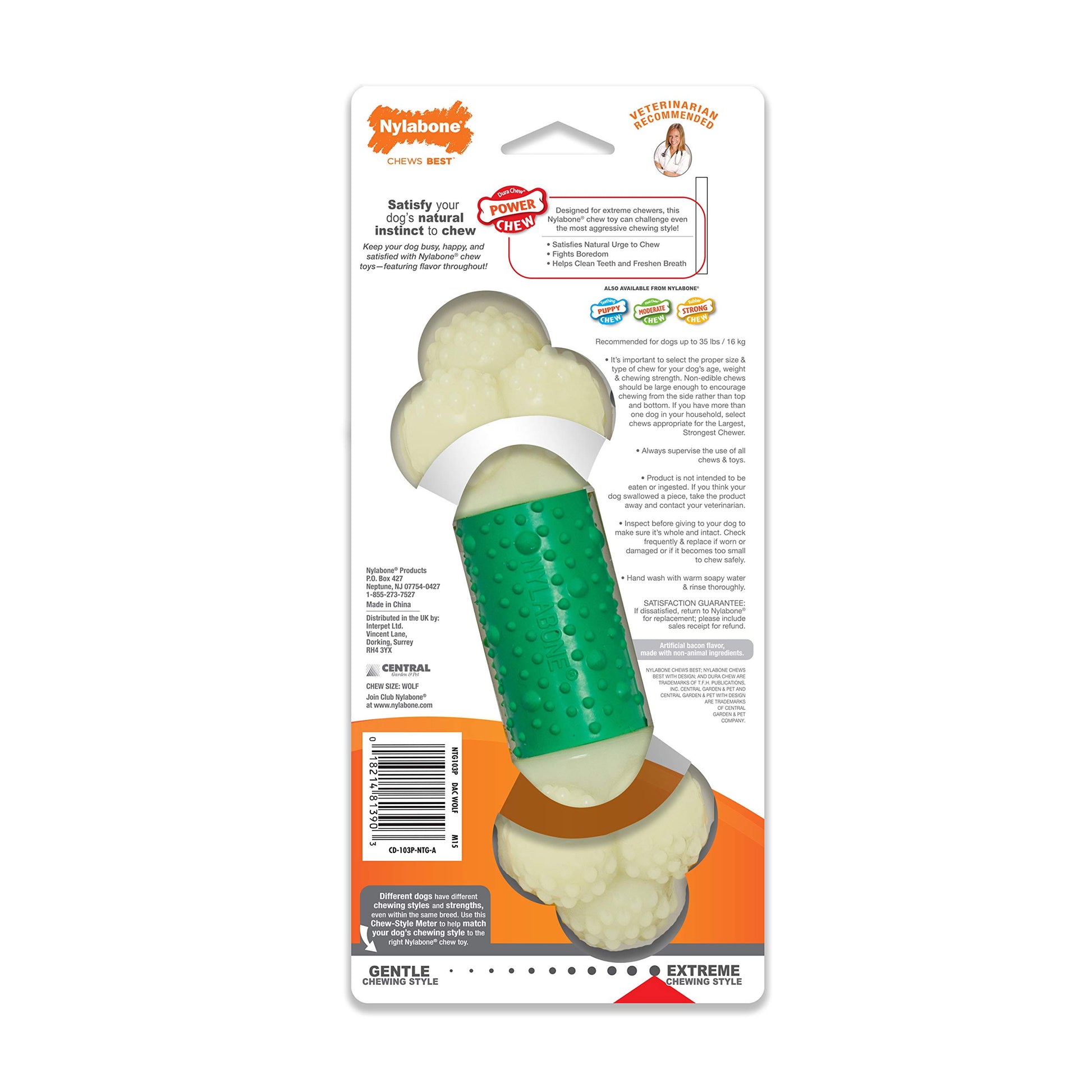 Juguete Masticable Nylabone Dura Chew Sabor a Tocino para Perro Medio