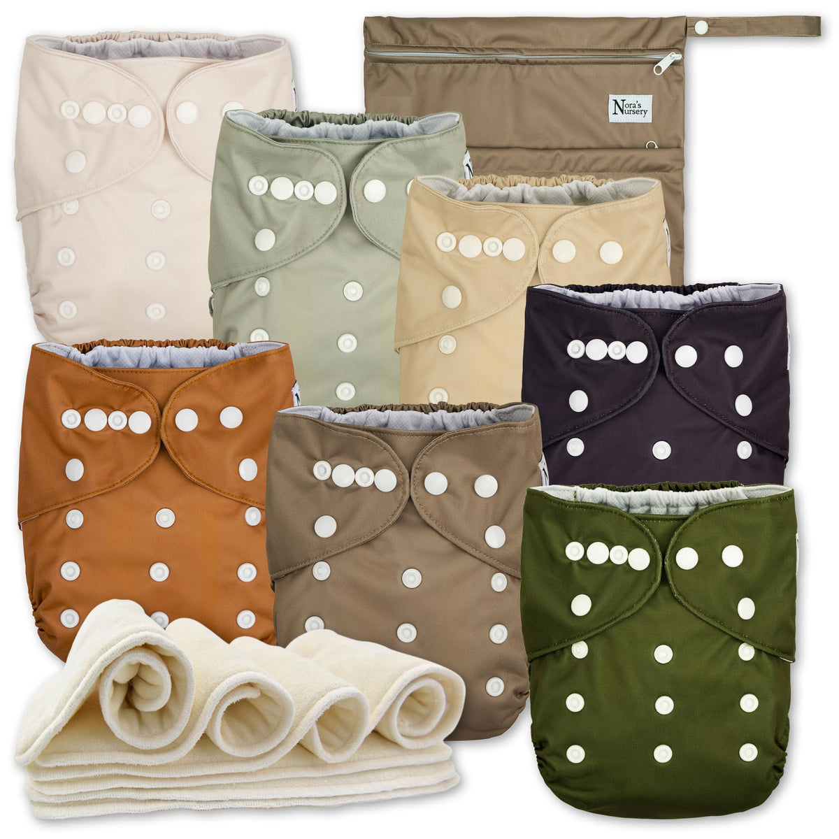Nora's Nursery - Pañales de tela ajustables AWJ | Paquete de 7 |