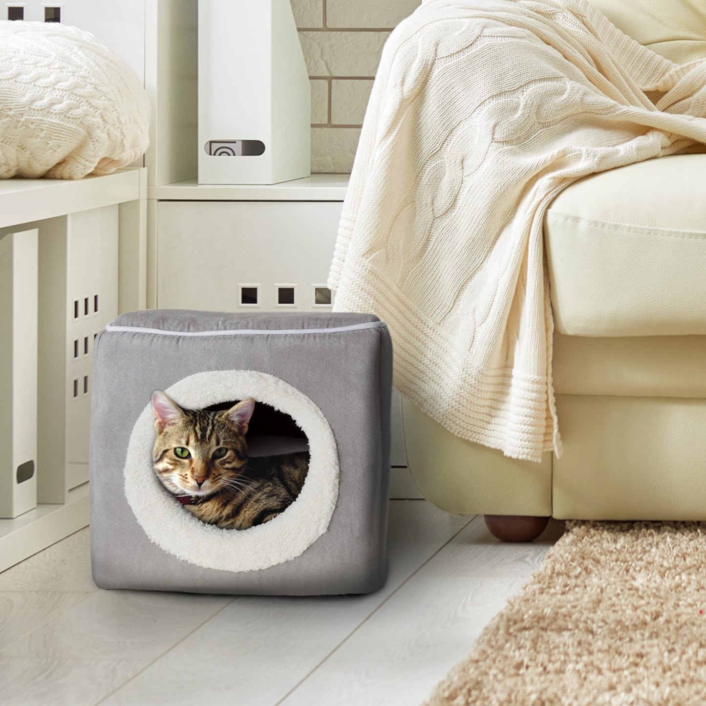 Petmaker Cat Pet Bed, Cave, Soft Indoor Enclosed Covered Cavern/House for Cats, Kittens, and Small Pets