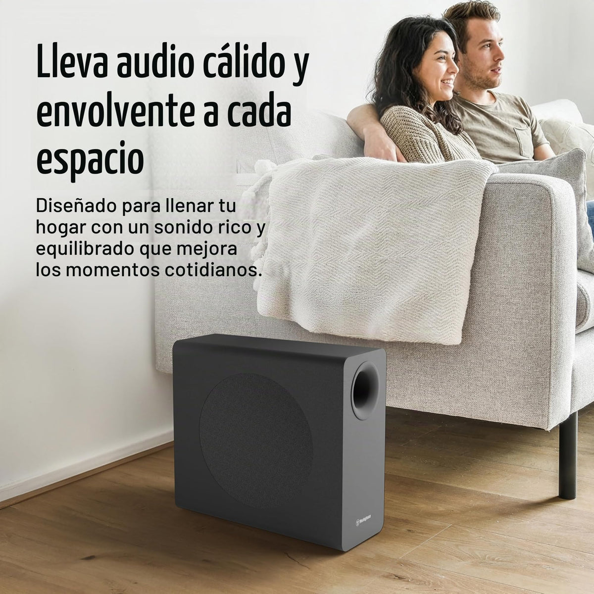 Barra de Sonido Westinghouse Negra 2.1 Canales con Dolby Atmos y Subwoofer Inalámbrico para Smart TV