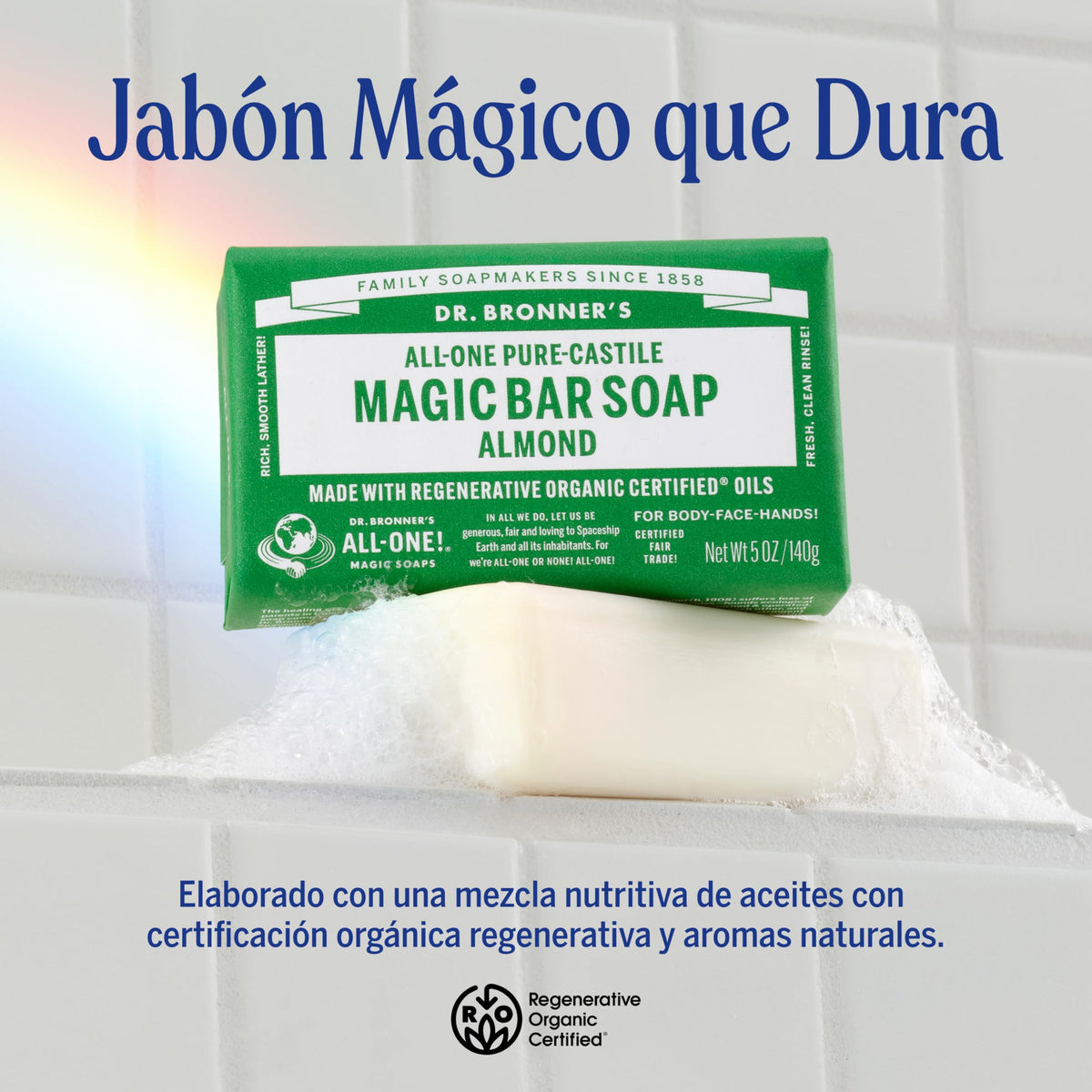 Dr. Bronner's | Jabón de castilla orgánico en barra, fórmula concentrada, elimina células muertas, nutrición suave y piel hidratada, con aceite natural de Almendra, aroma Almendra (3 pack)