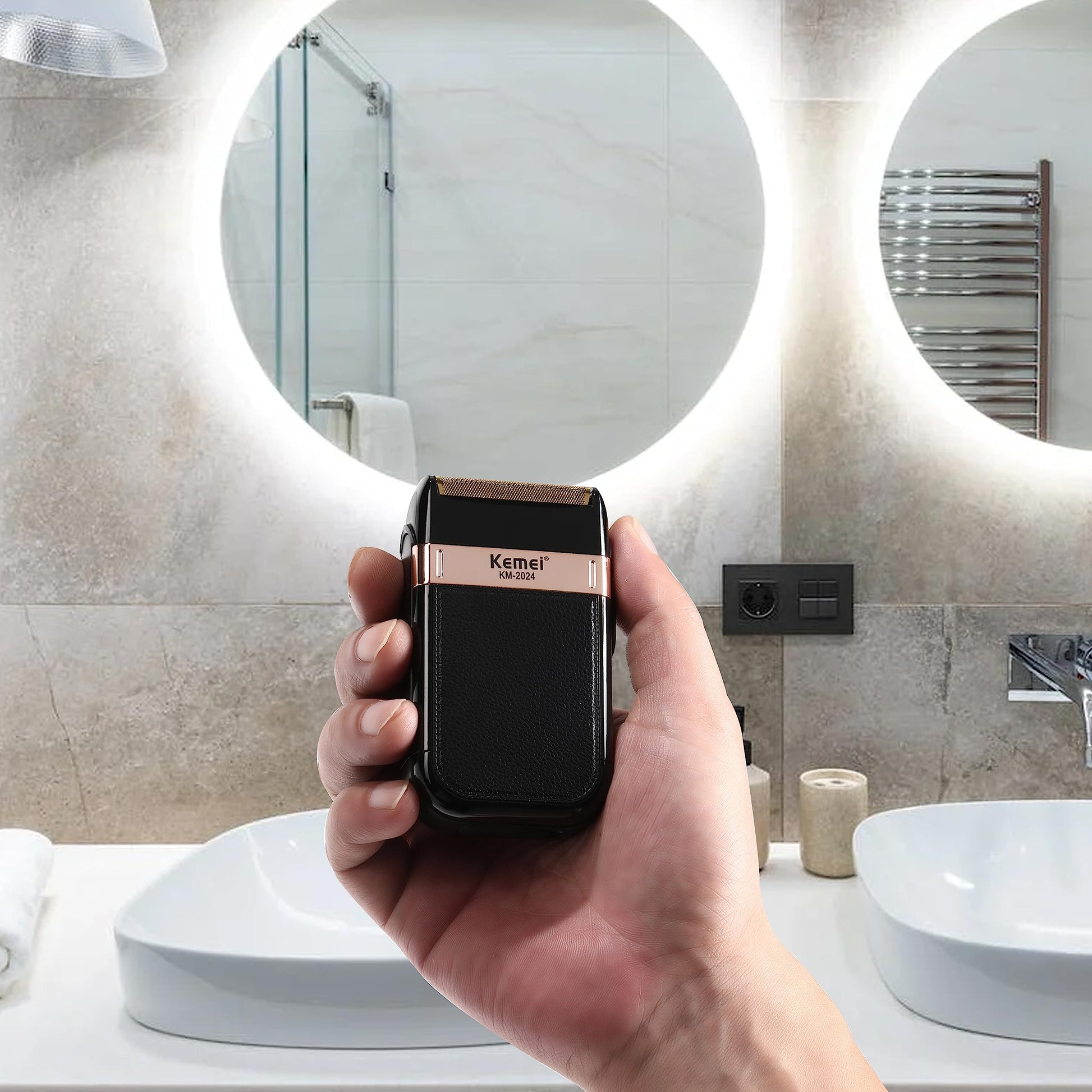 Afeitadora de Láminas KEMEI Negra Recargable e Inalámbrica para Hombre