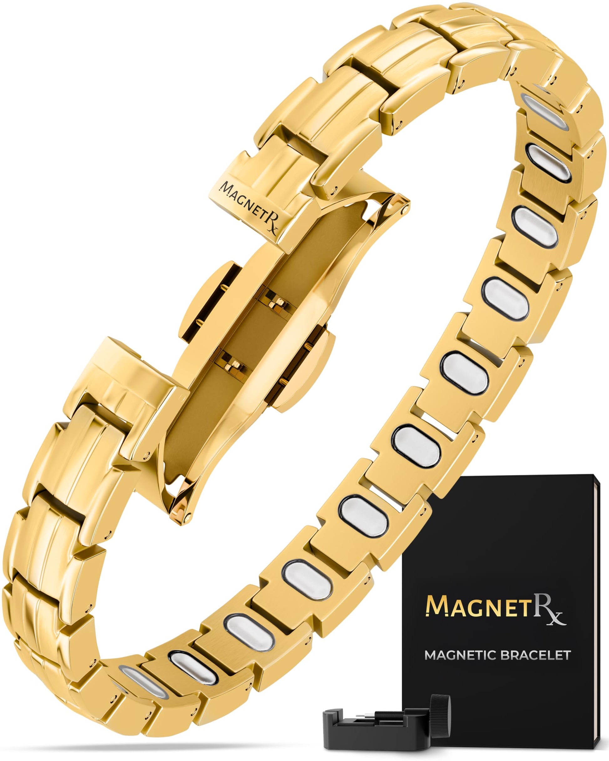 MagnetRX® - Pulseras magnéticas para mujer - EllipseMAX 5X Fuerza 5.000 imanes Gauss - Diseñado en Estados Unidos y pendiente de patente - Pulsera magnética de titanio de alta calidad para mujer y