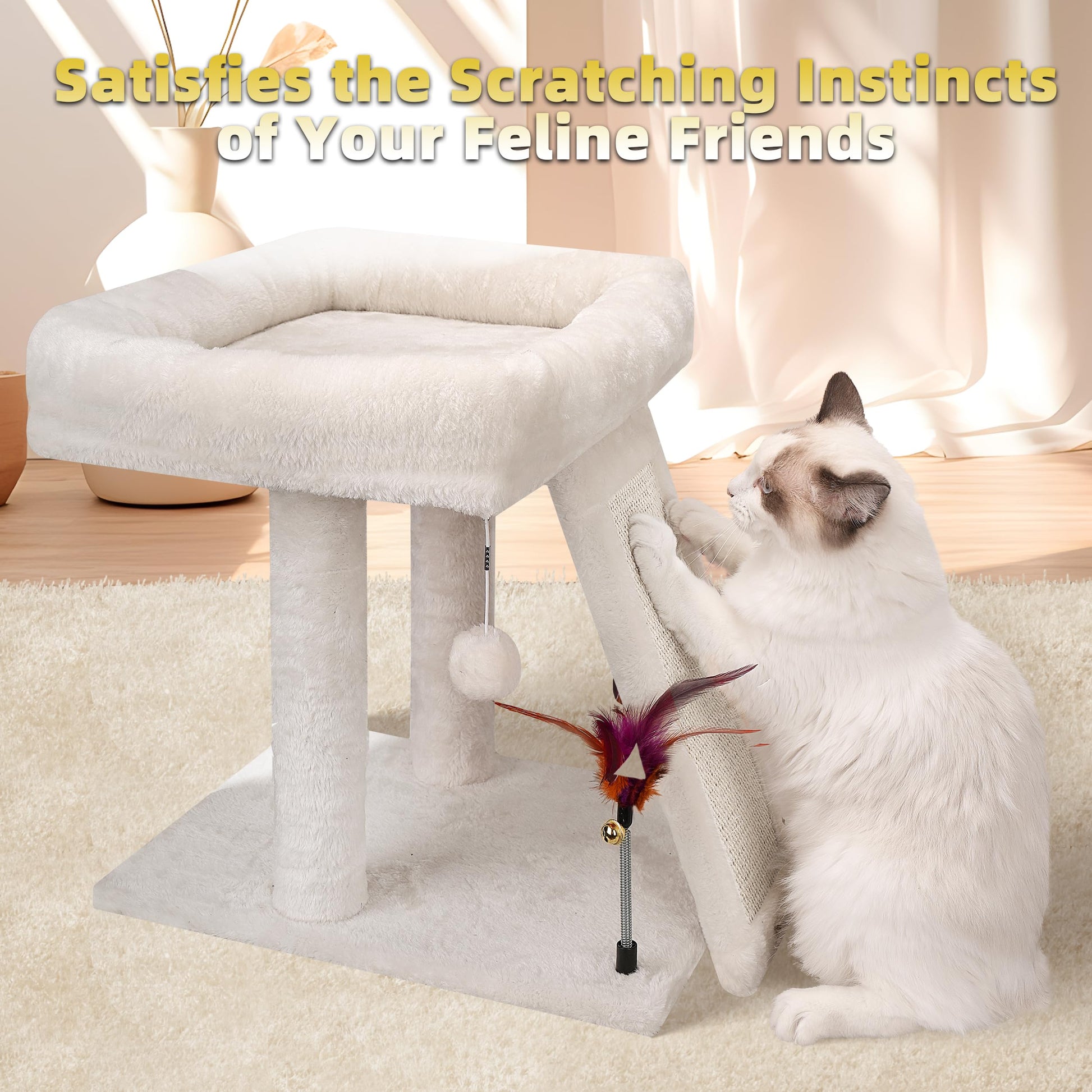 TWDEPART - Hamaca Colgante para árbol para Gatos con condominio para Gatos, Color Beige
